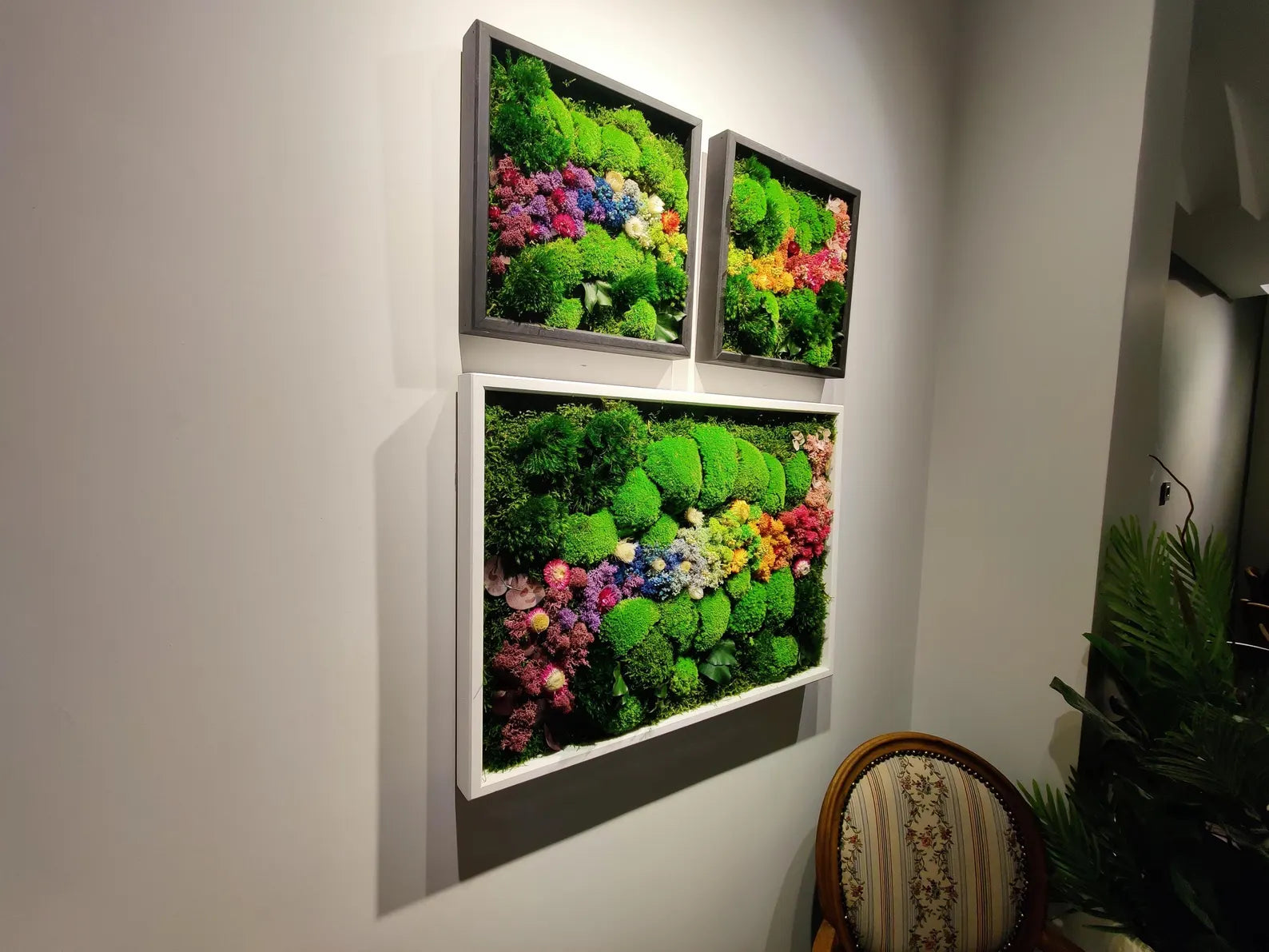 Rainbow Gradient Moss Wall – Handmade Preserved Botanical Indoor Decor