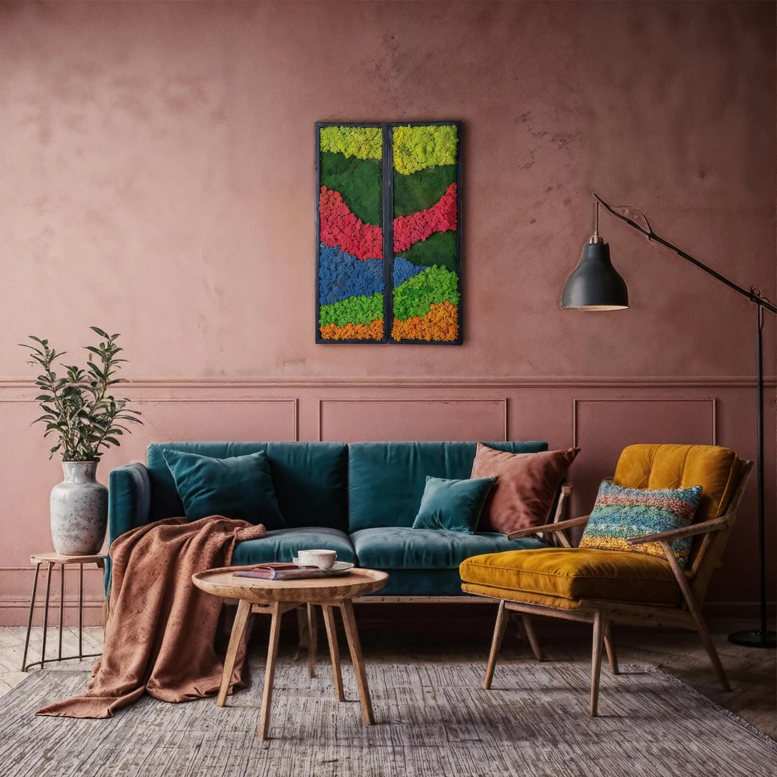 Colorful Moss Wall Art – Preserved Green Botanical Decor | Modern Farmhouse Accent & Mother’s Day Gift