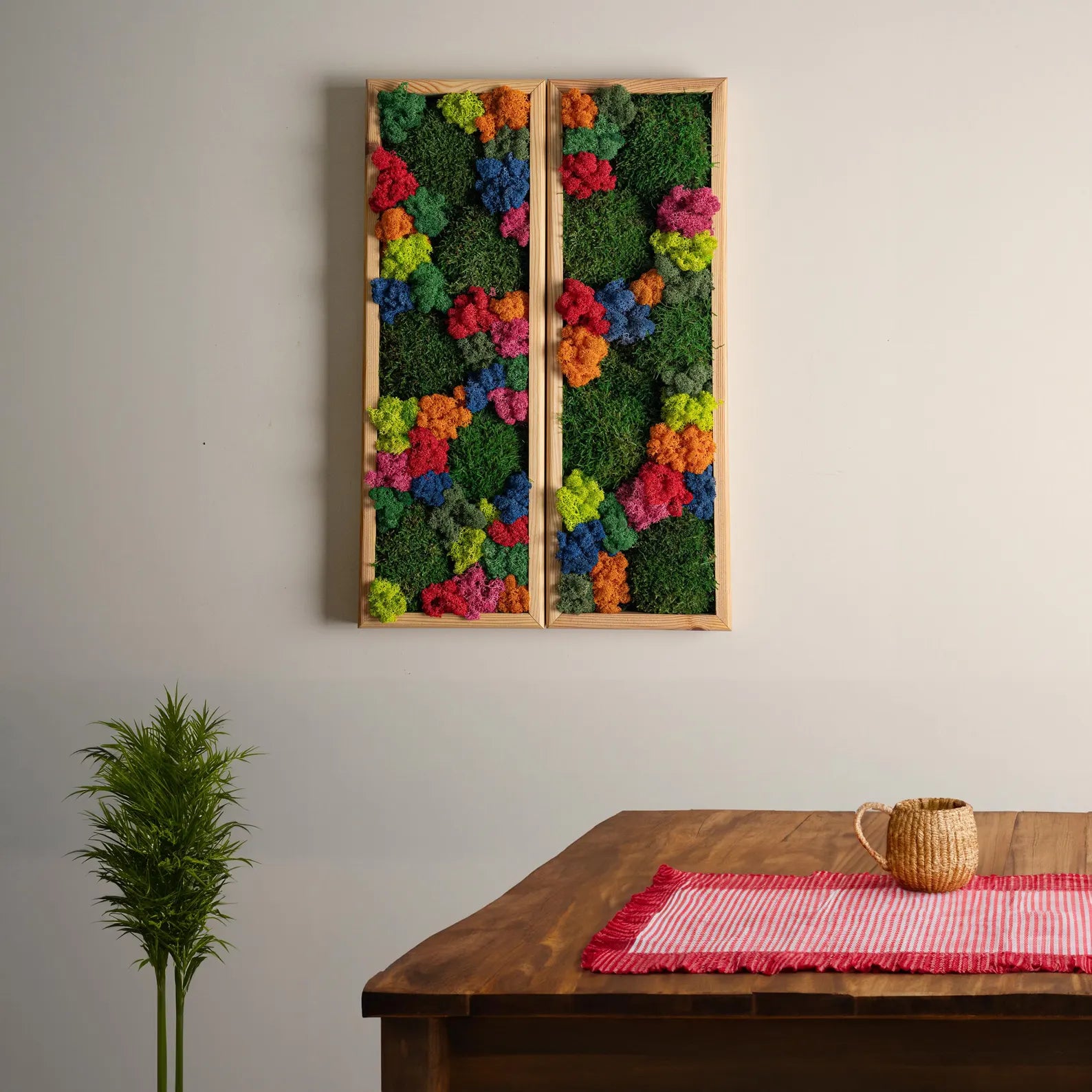 Colorful Preserved Moss Wall Art – Wooden Rectangle Panel, Anniversary Gift