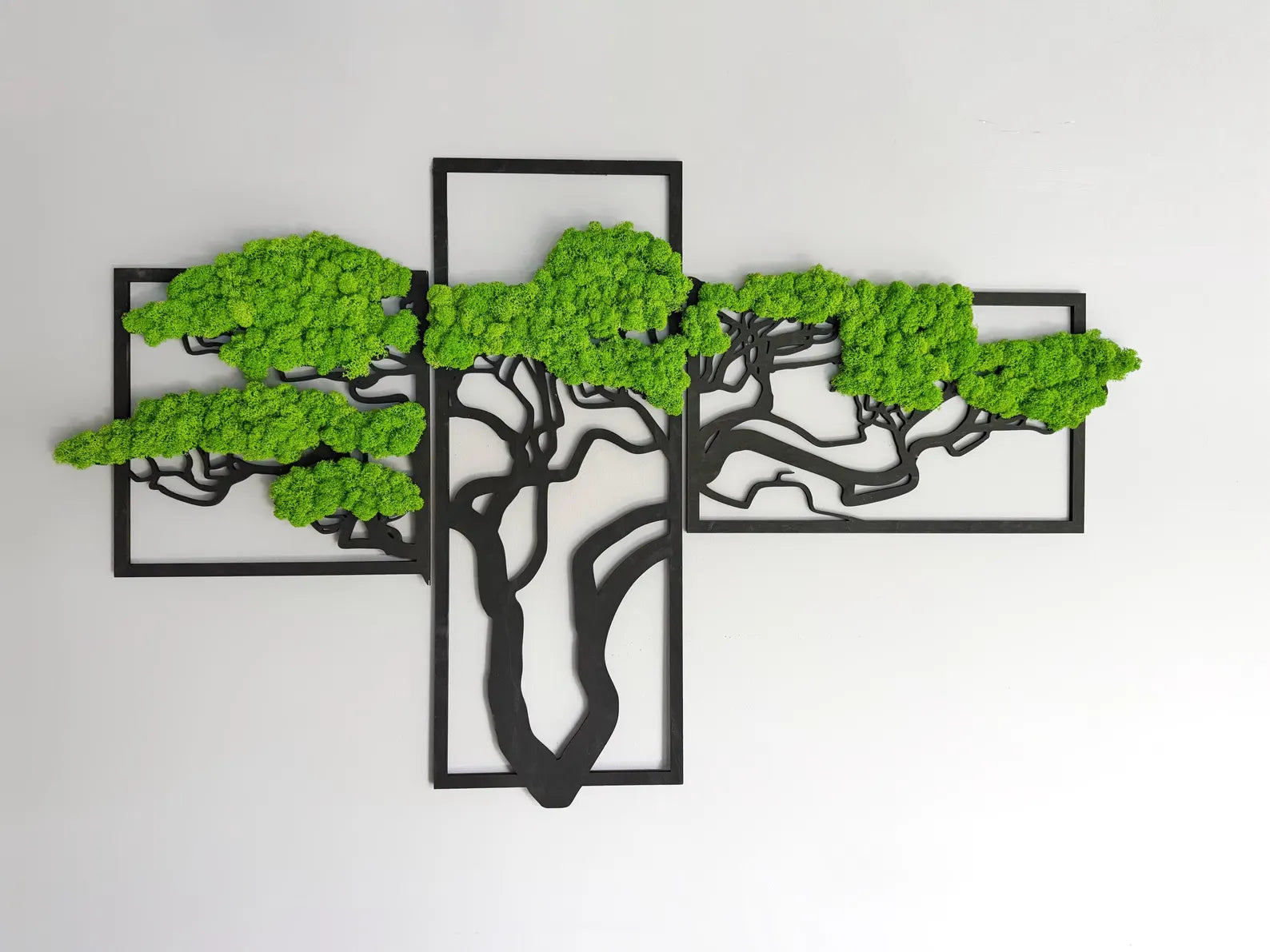 Japandi Moss Wall Art – Bonsai Tree Design with Preserved Moss (100×60–140×70 cm)