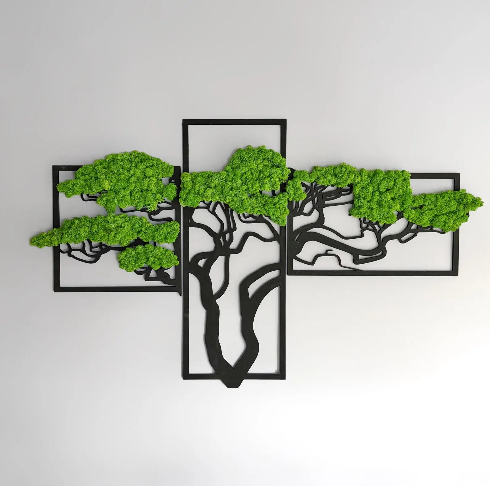 Japandi Moss Wall Art – Bonsai Tree Design with Preserved Moss (100×60–140×70 cm)