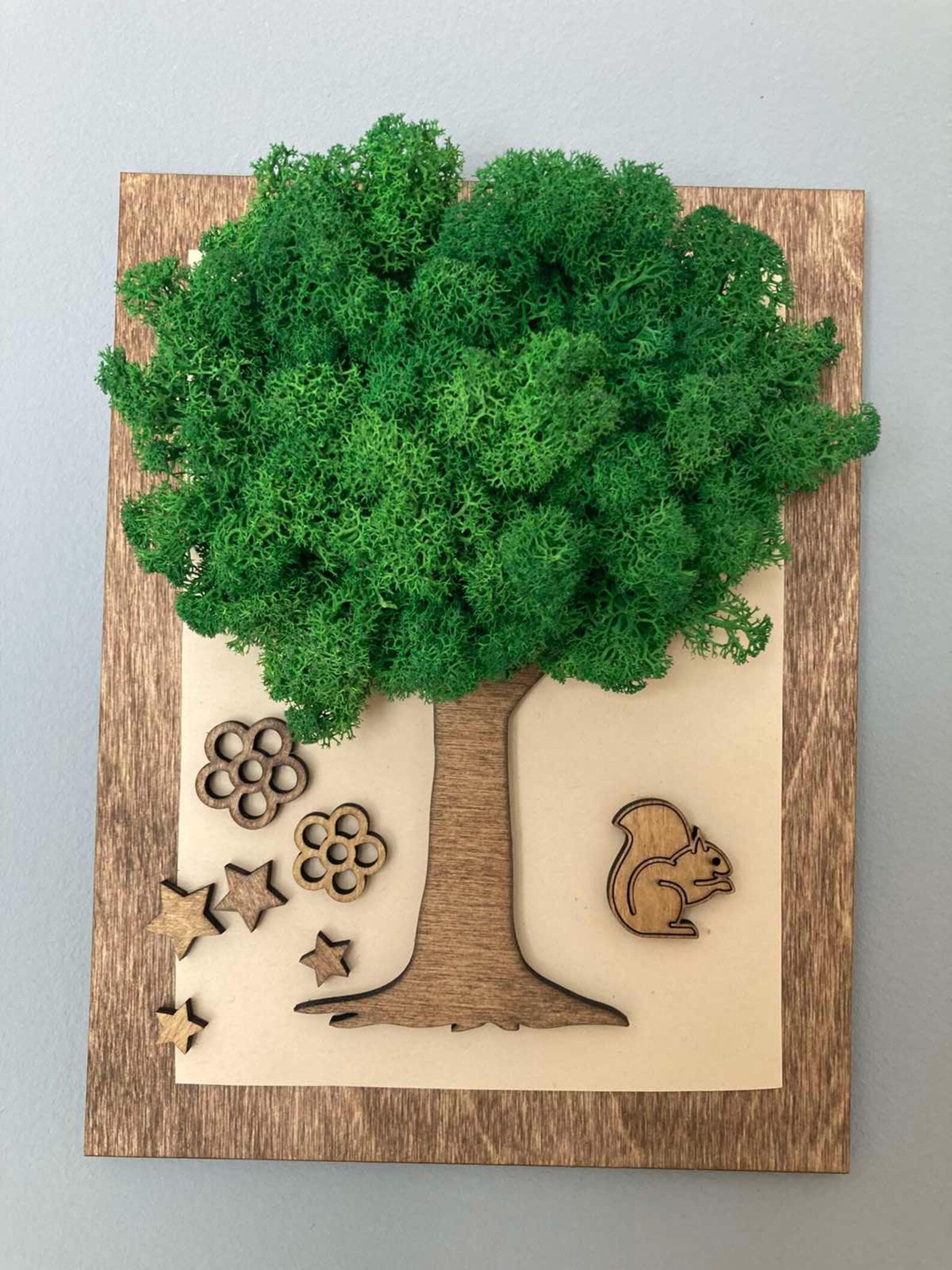Tree of Life Moss Wall Art – Wooden Frame Nature Decor for Home