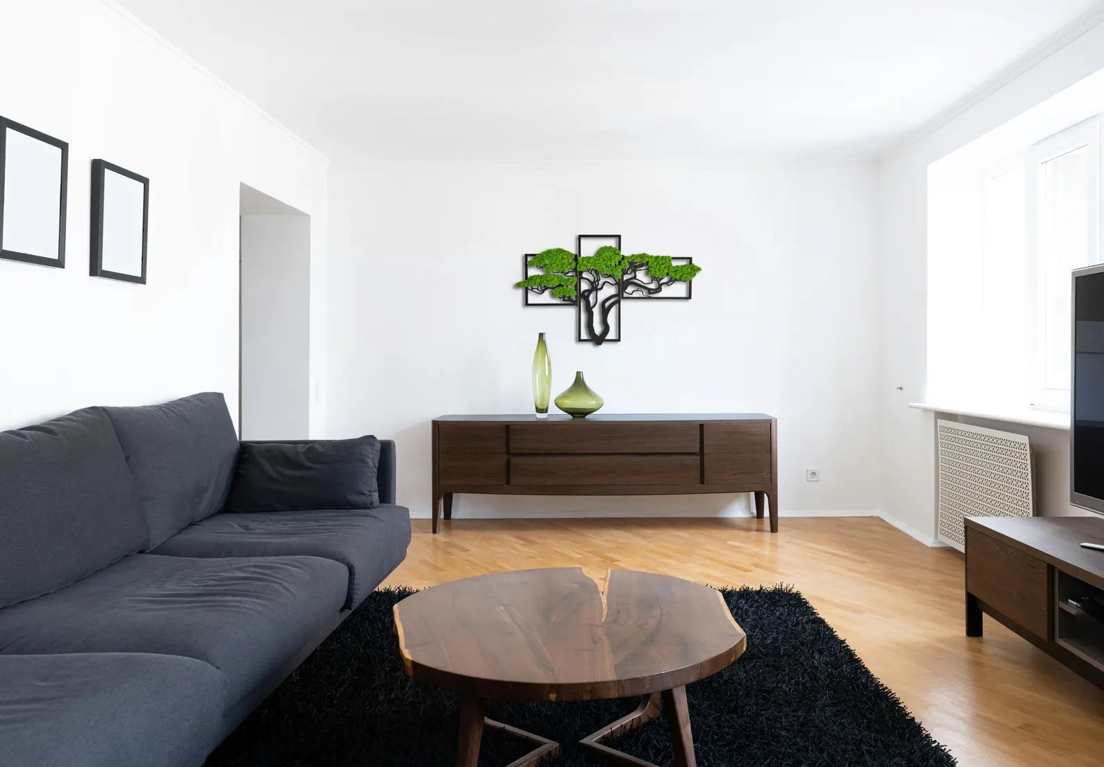 Japandi Moss Wall Art – Bonsai Tree Design with Preserved Moss (100×60–140×70 cm)