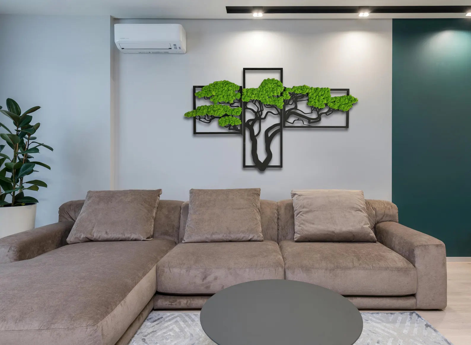Japandi Moss Wall Art – Bonsai Tree Design with Preserved Moss (100×60–140×70 cm)