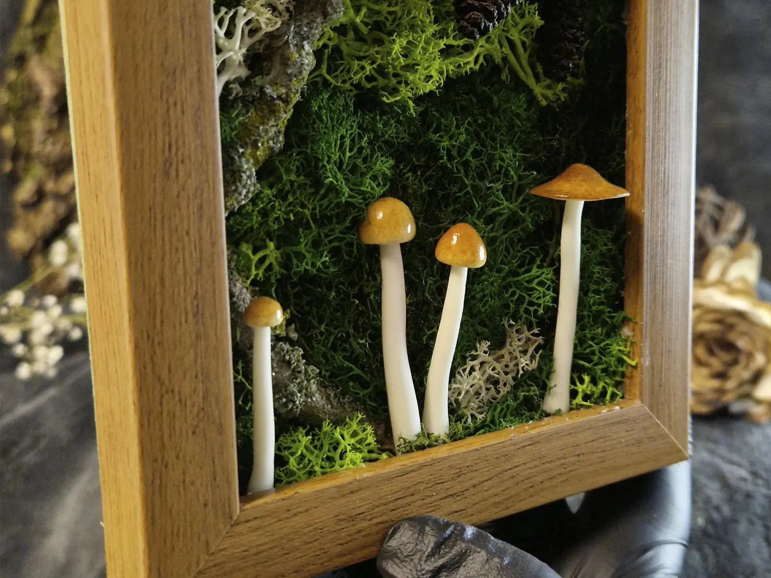 Forest Miniature in a Frame – Moss & Mushroom Eco Home Decor