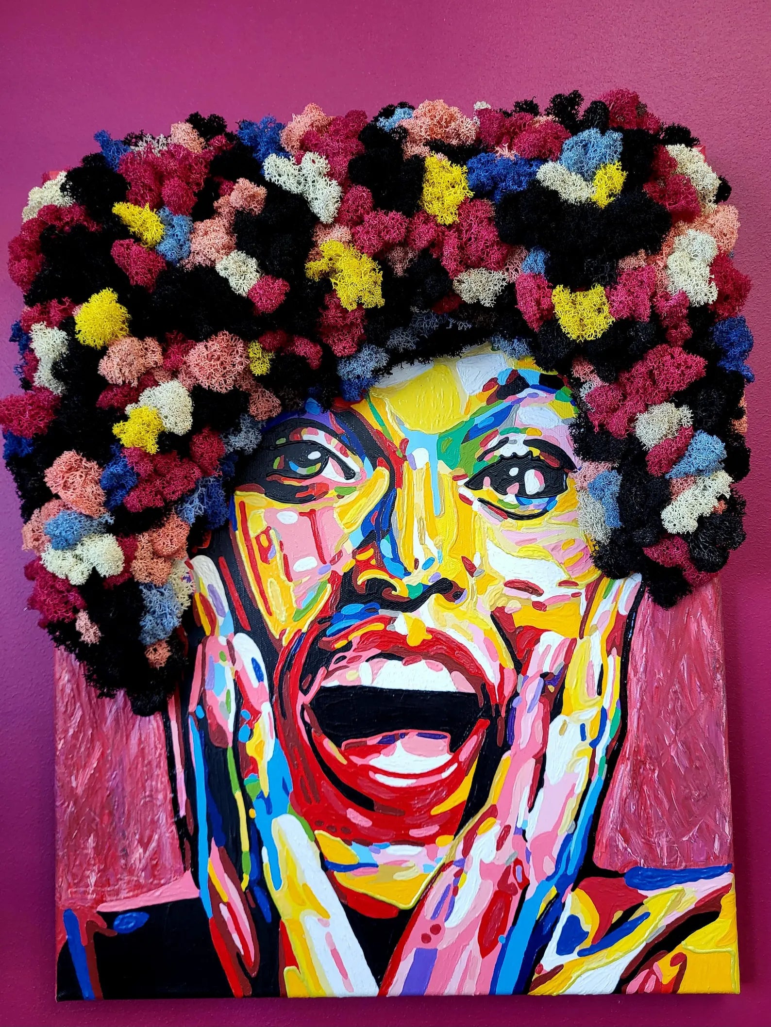 Bring color and calm to your home with this handmade moss art portrait — eco-friendly, textured, and inspired by nature’s beauty.