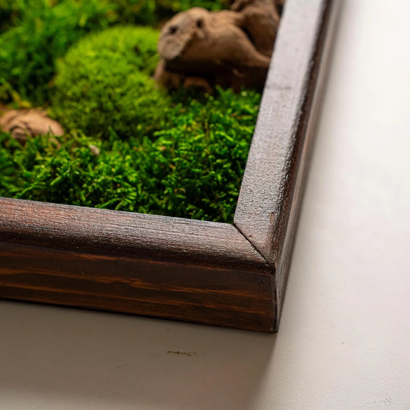 Preserved Moss and Wood Wall Art – Vertical Wooden Frame Nature Decor & New Home Gift