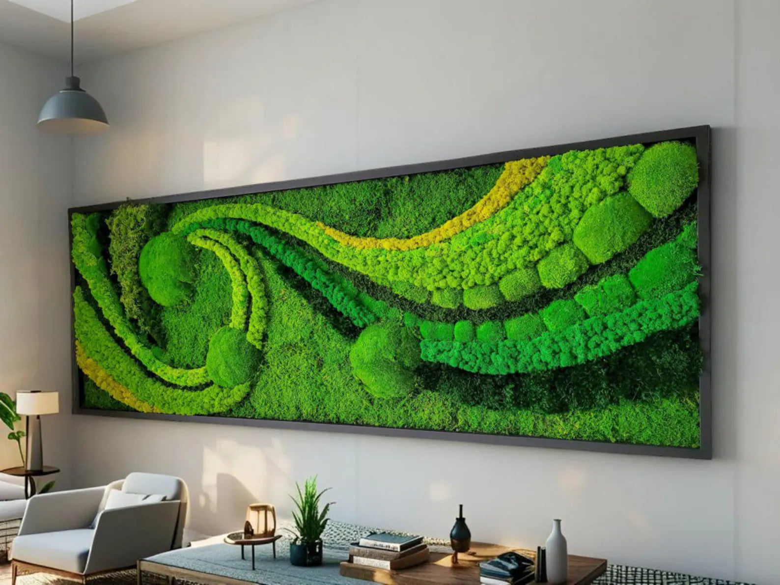 Preserved Moss Wall Art – Handmade Framed Green Wall Panel, Eco-Friendly Home Decor