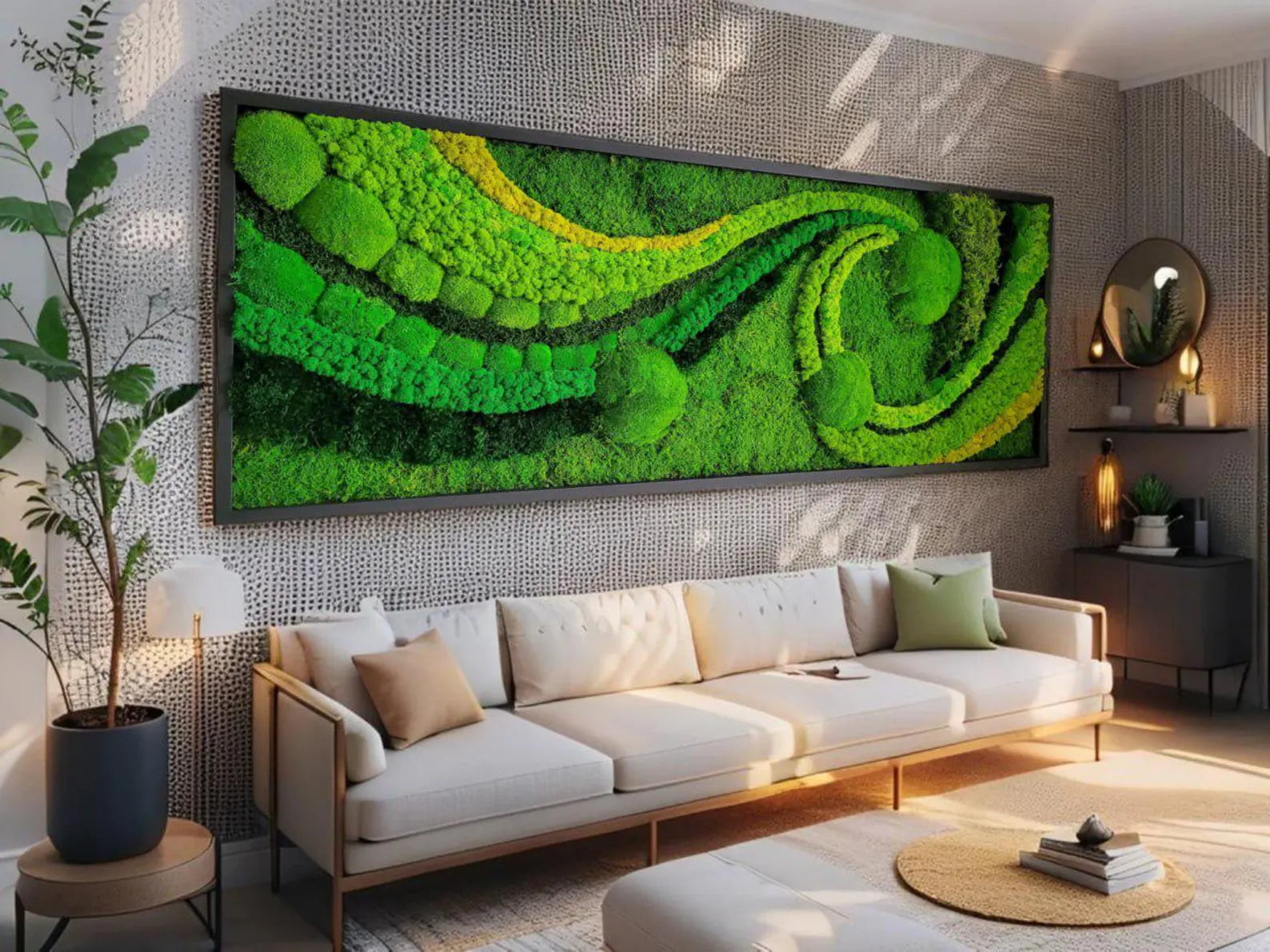 Preserved Moss Wall Art – Handmade Framed Green Wall Panel, Eco-Friendly Home Decor