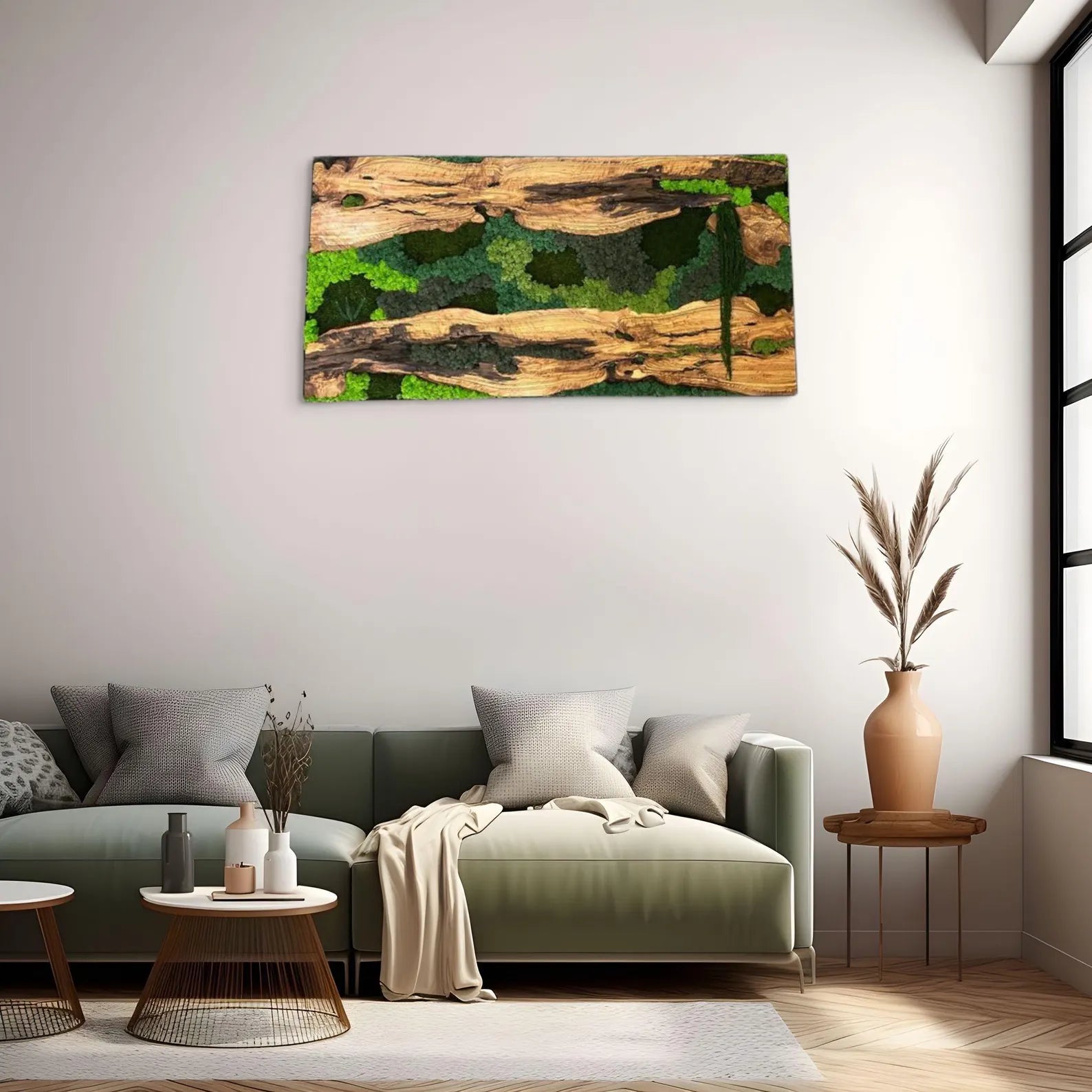 Moss Wall Decor – Wood & Preserved Moss Wall Art for Home or Office