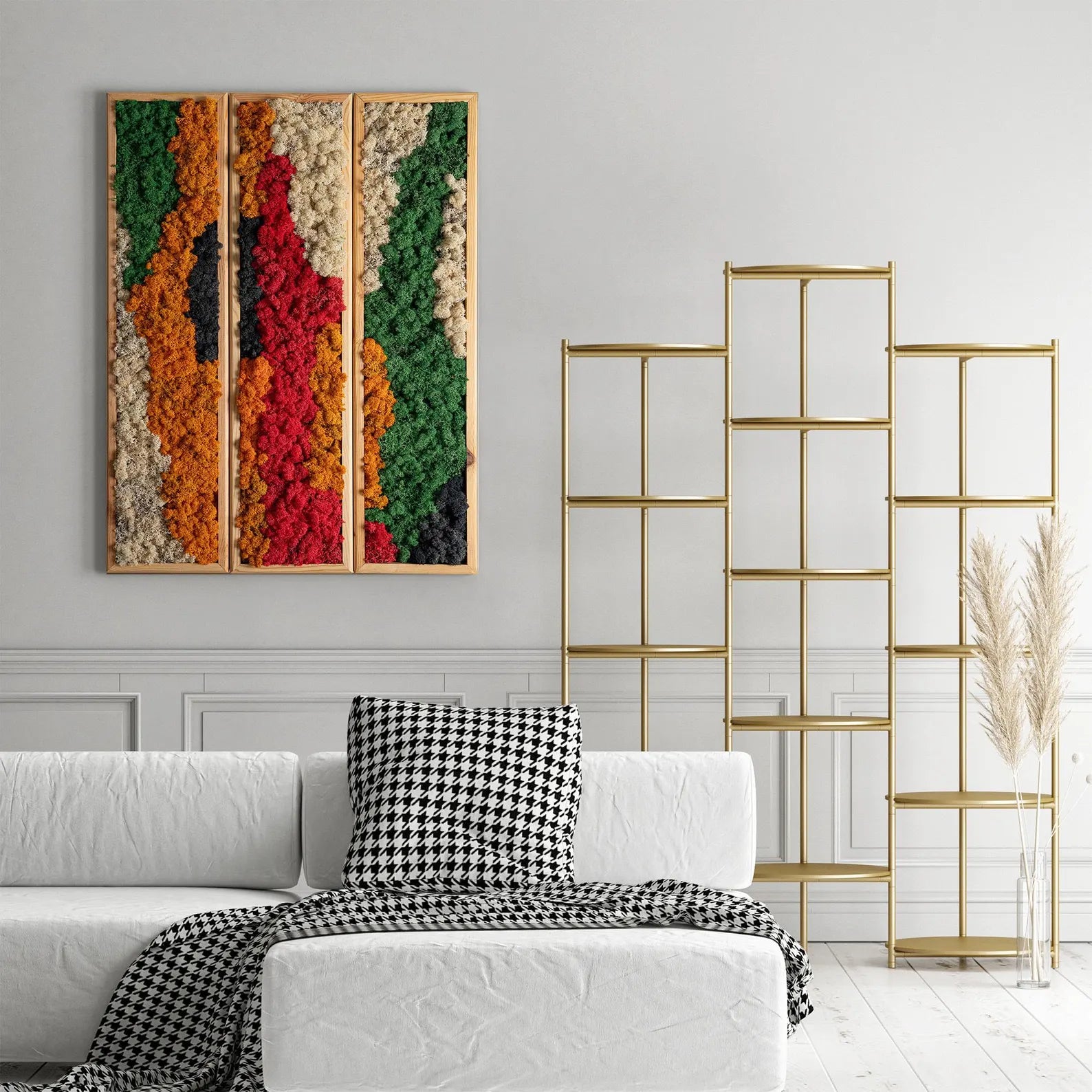Handmade Preserved Moss Wall Art – Colorful Wooden Panel | Eco-Friendly Wall Decor & Anniversary Gift