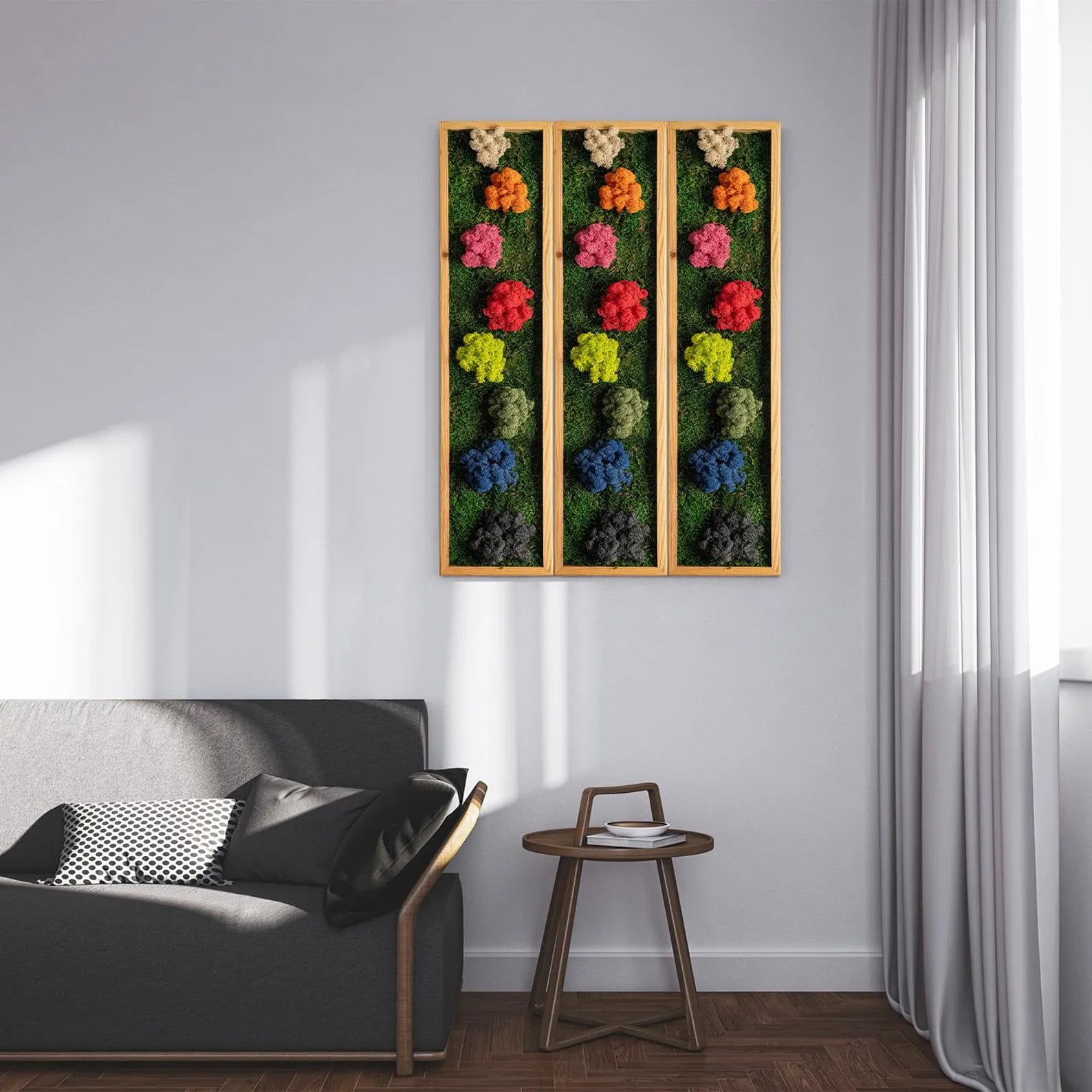 Rustic Moss Wall Art – Handmade Preserved Wooden Rectangle Moss Decor, Colorful Eco-Friendly Gift