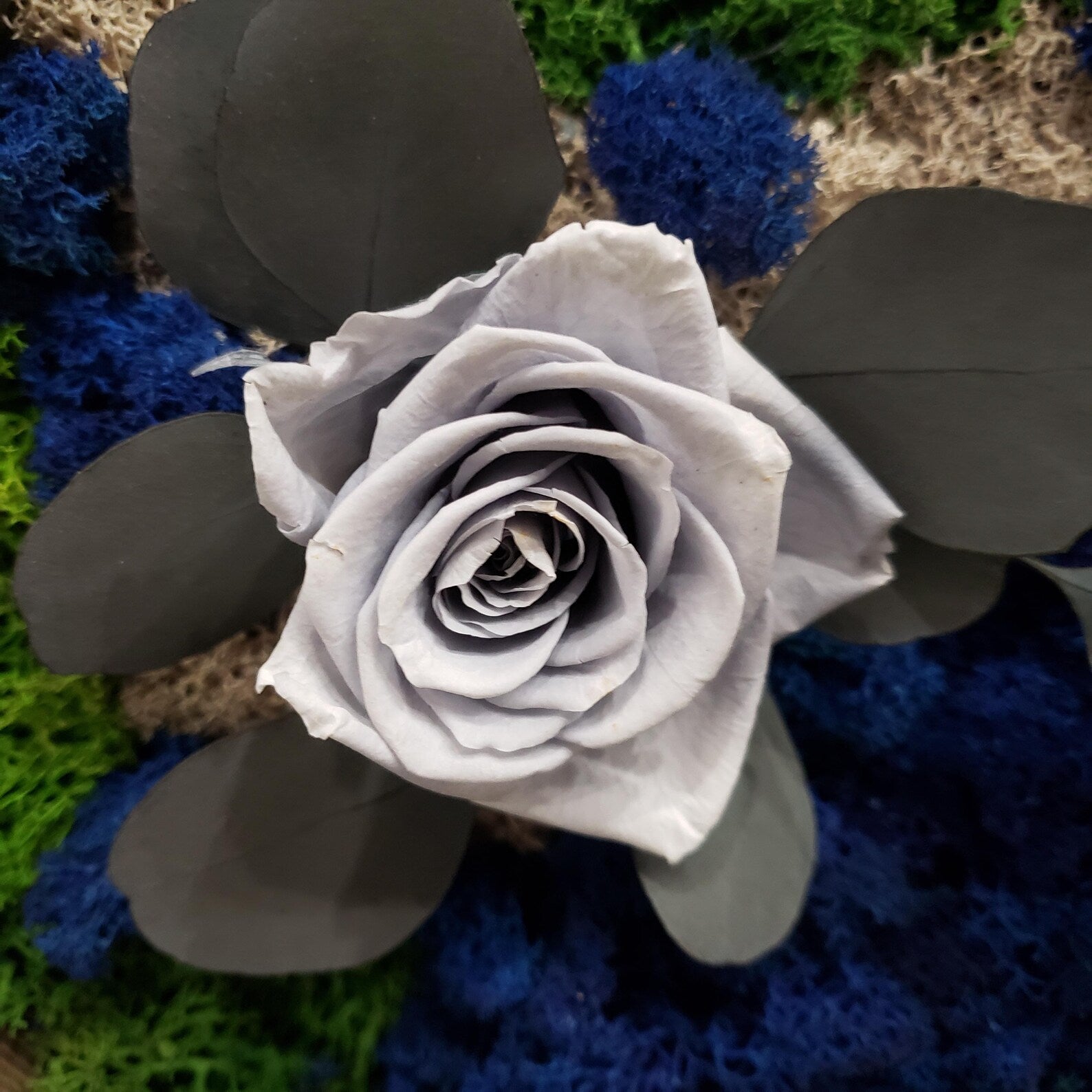 Hexagon Moss Wall Art – Geometric Green Nature Panel with Roses