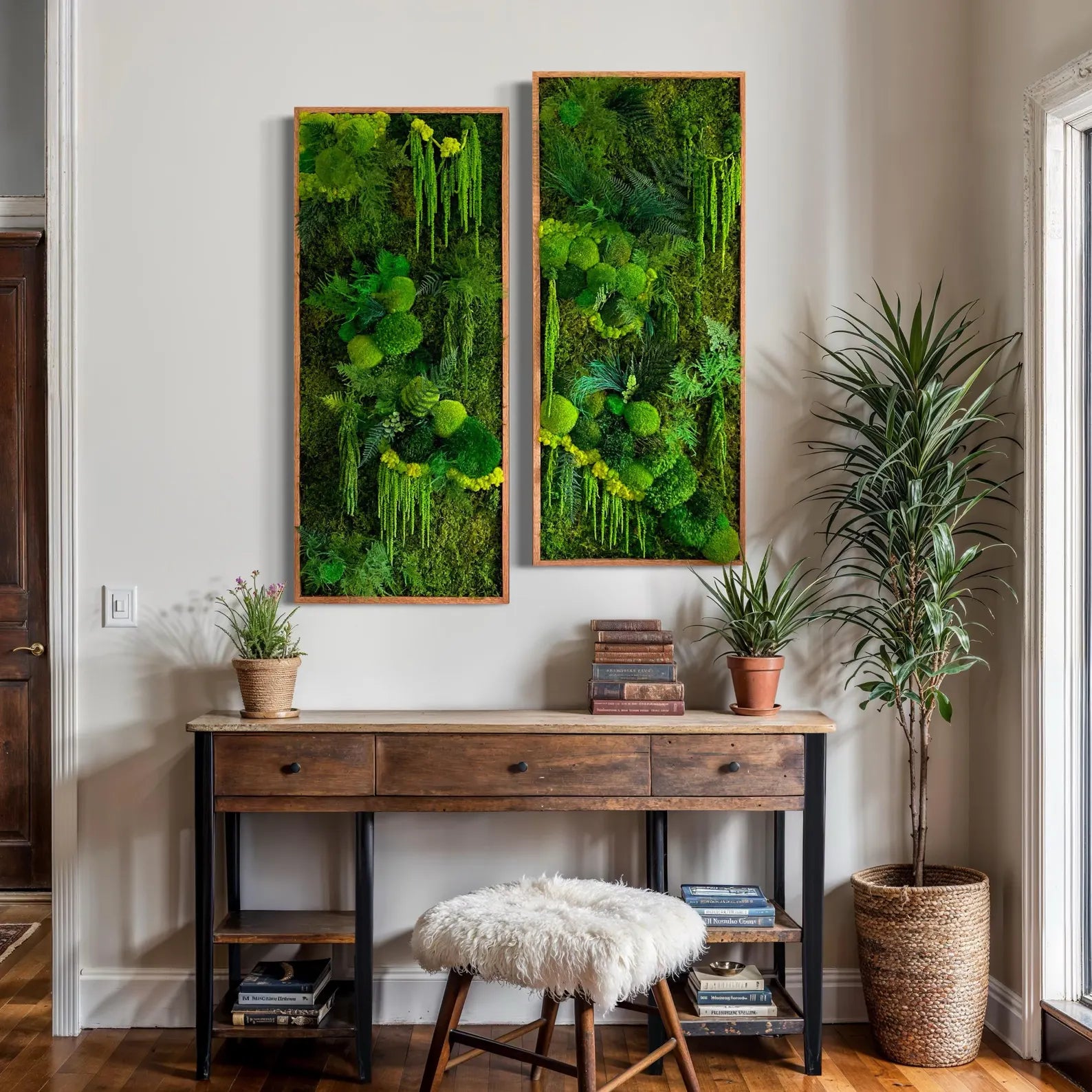 Moss Wall Art – Large Preserved Green Moss Panel, Modern Living Wall Plant Decor for Home or Office