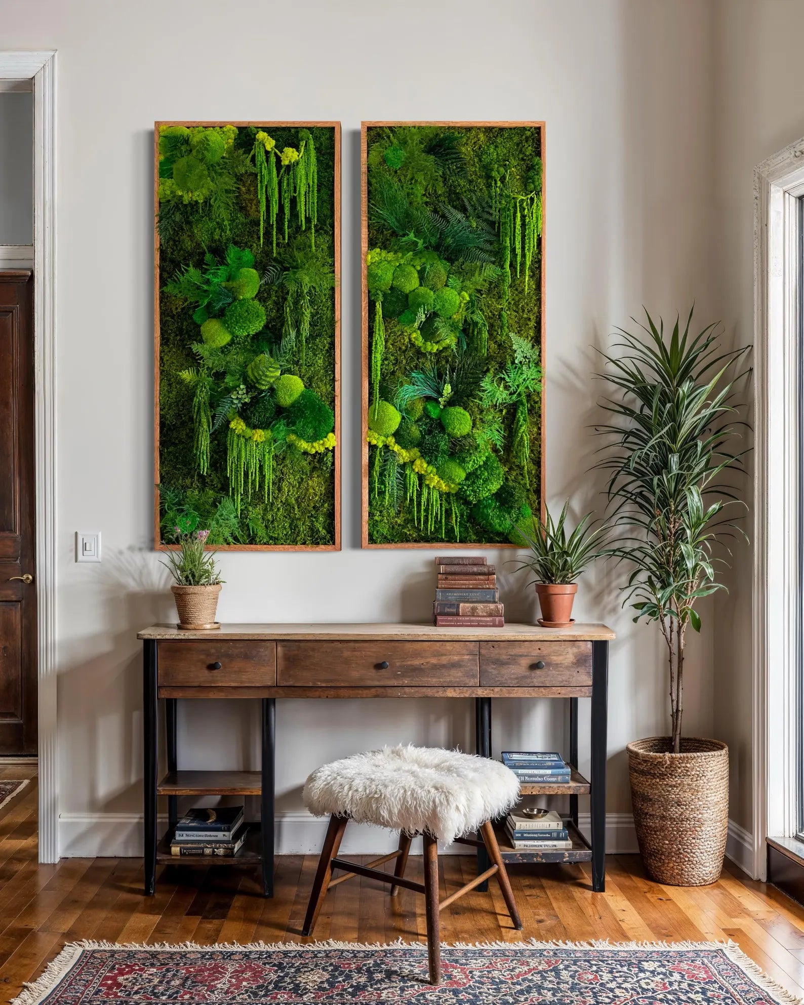 Moss Wall Art – Large Preserved Green Moss Panel, Modern Living Wall Plant Decor for Home or Office