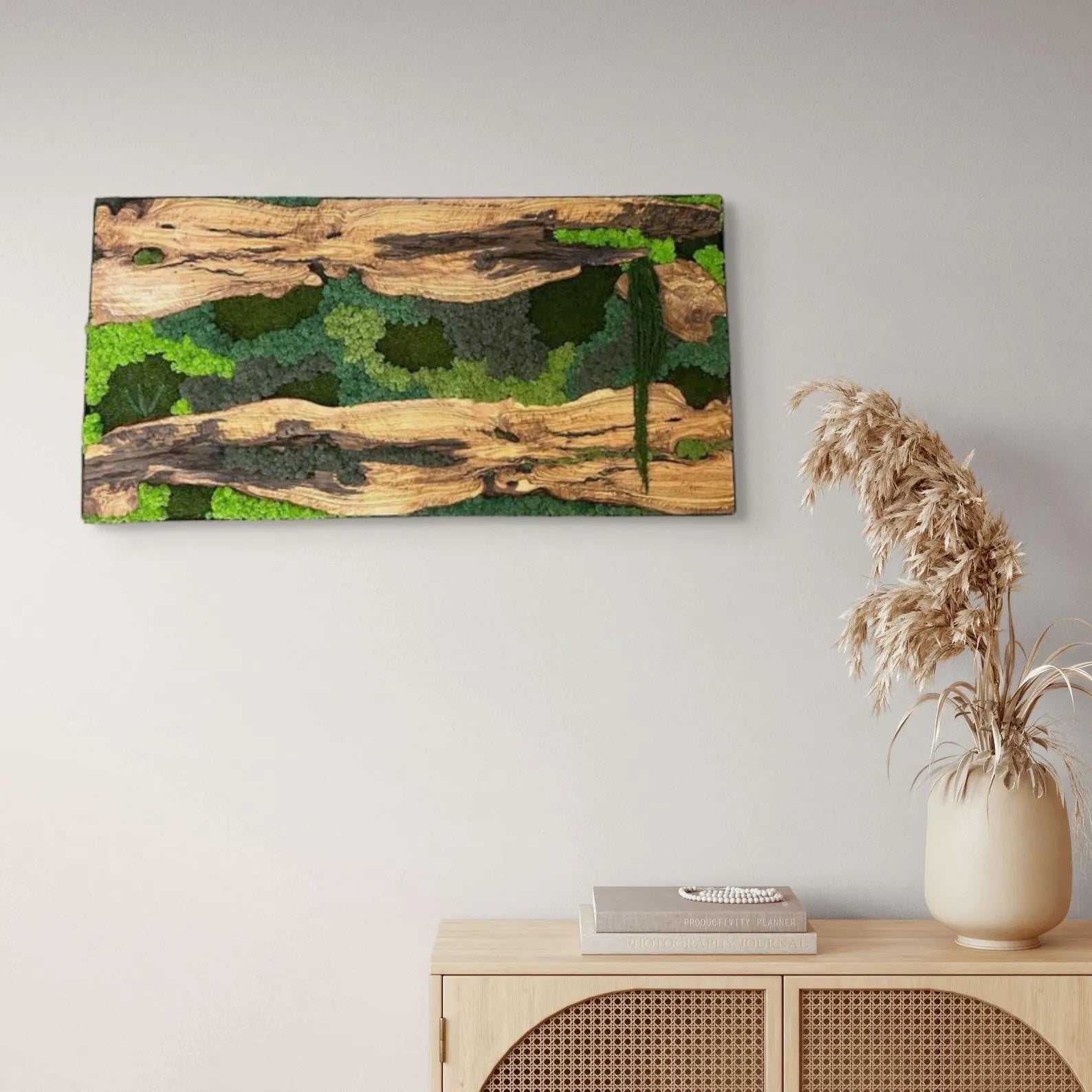 Moss Wall Decor – Wood & Preserved Moss Wall Art for Home or Office