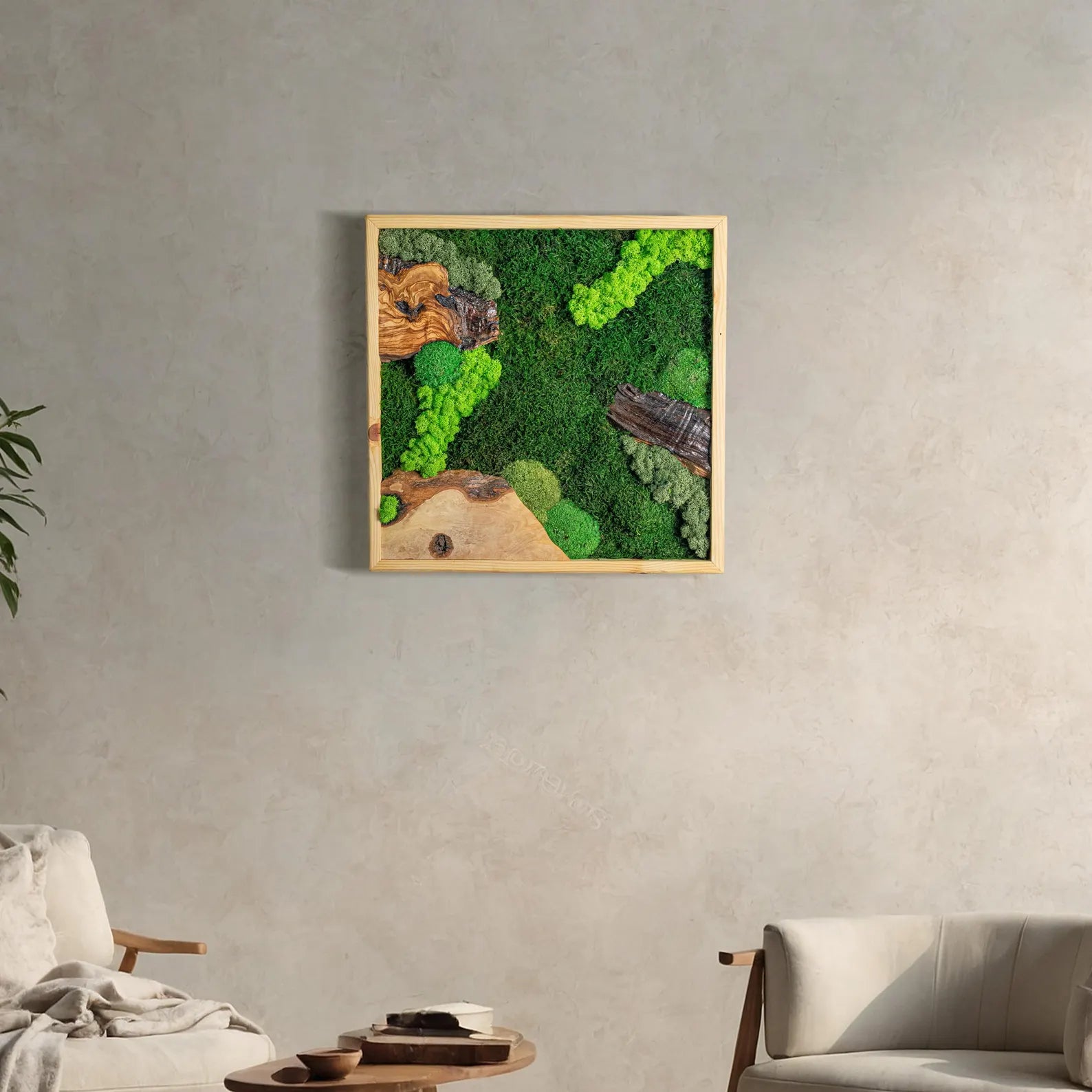 Tree-Inspired Moss Wall Art – Olive Wood Home Decoration