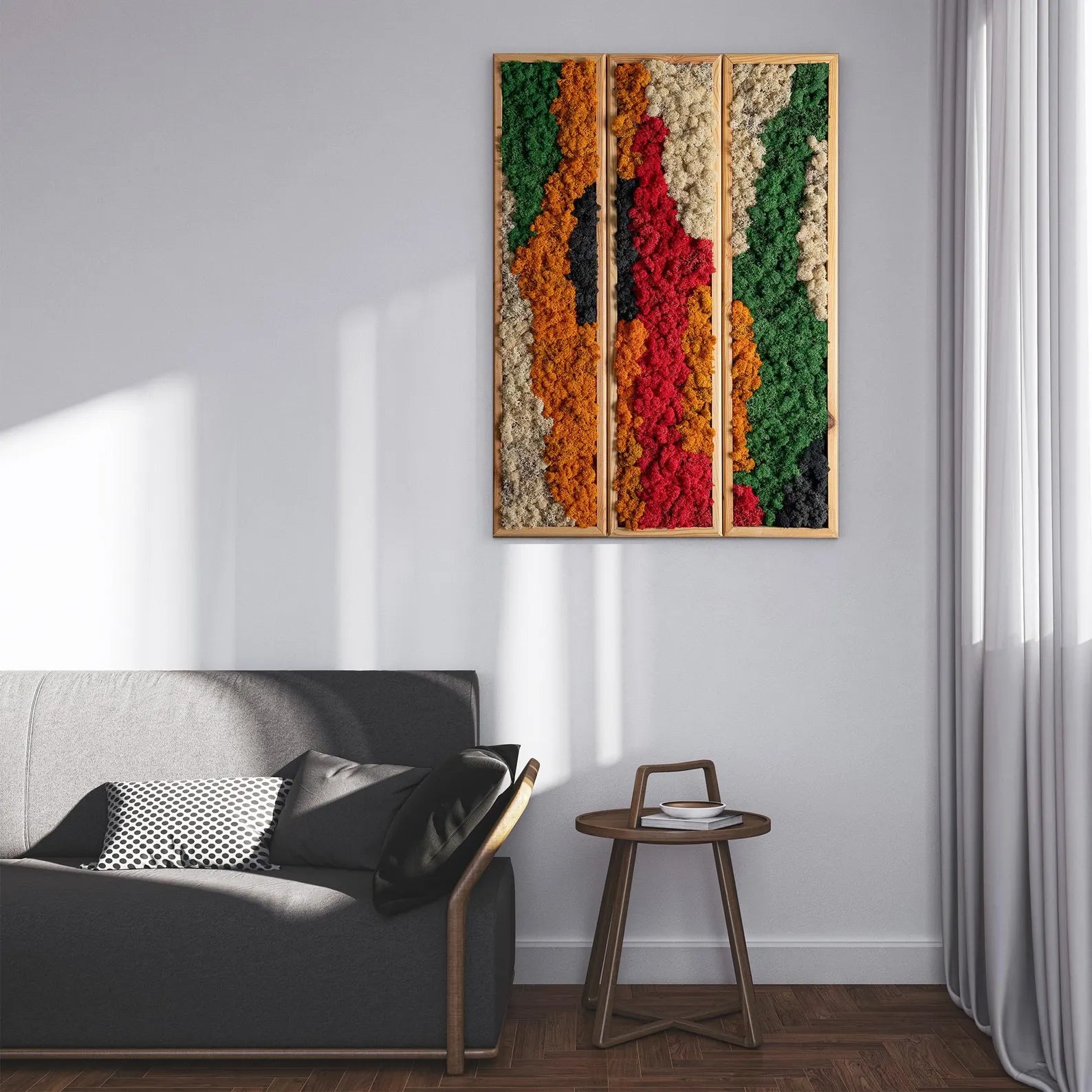 Handmade Preserved Moss Wall Art – Colorful Wooden Panel | Eco-Friendly Wall Decor & Anniversary Gift