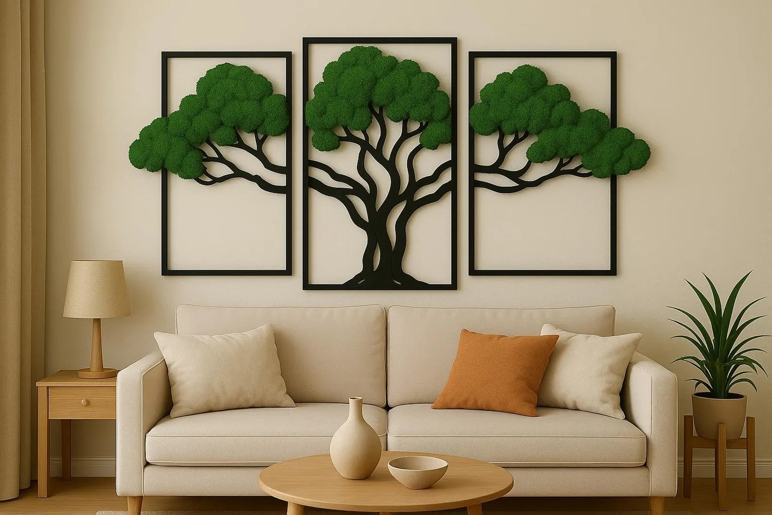 Preserved Moss Art Tree of Life – Large Wall Decor with Mixed Moss Colors (40x60 / 60x90 cm)