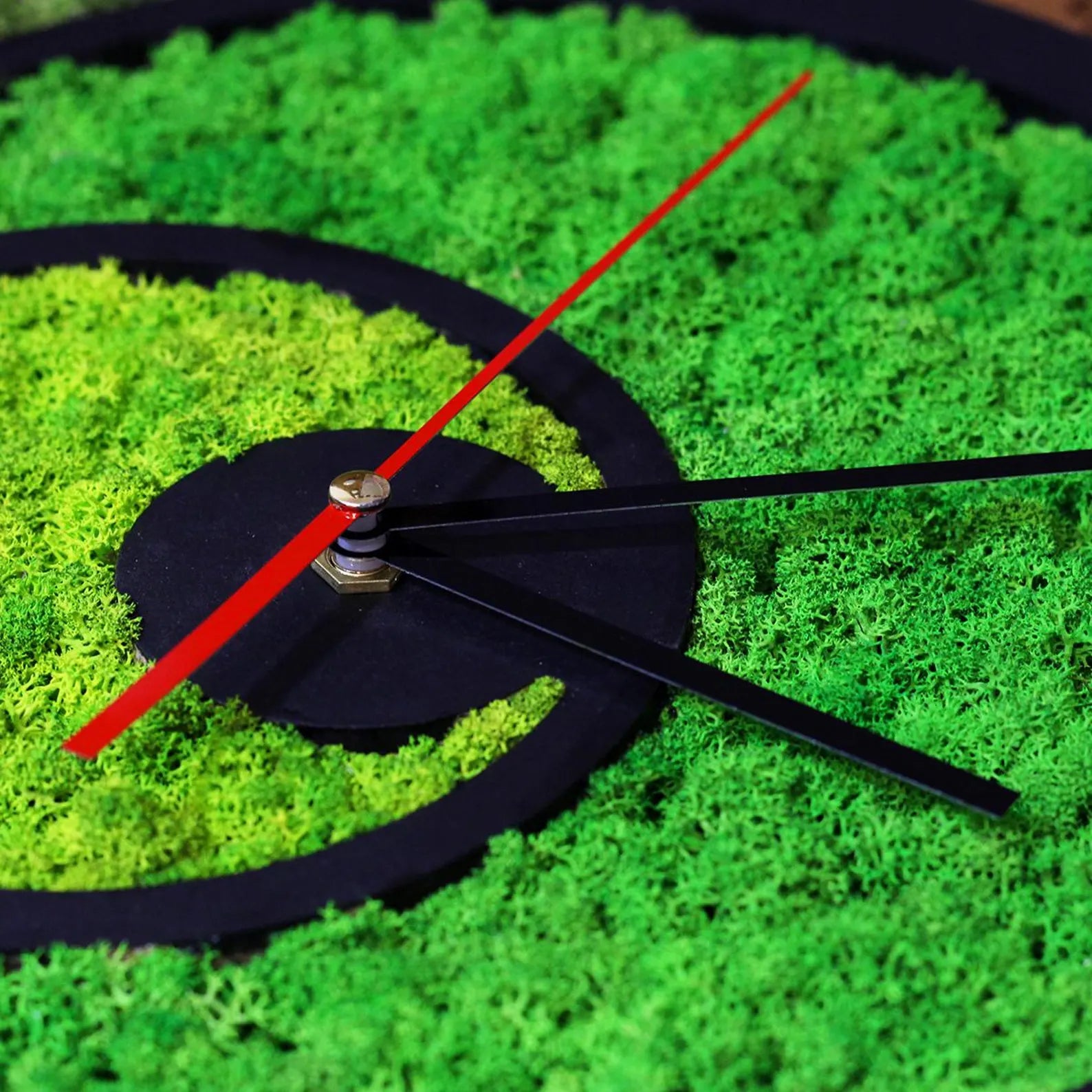 Wooden Moss Wall Clock: 12" Eco-Friendly Silent Clock