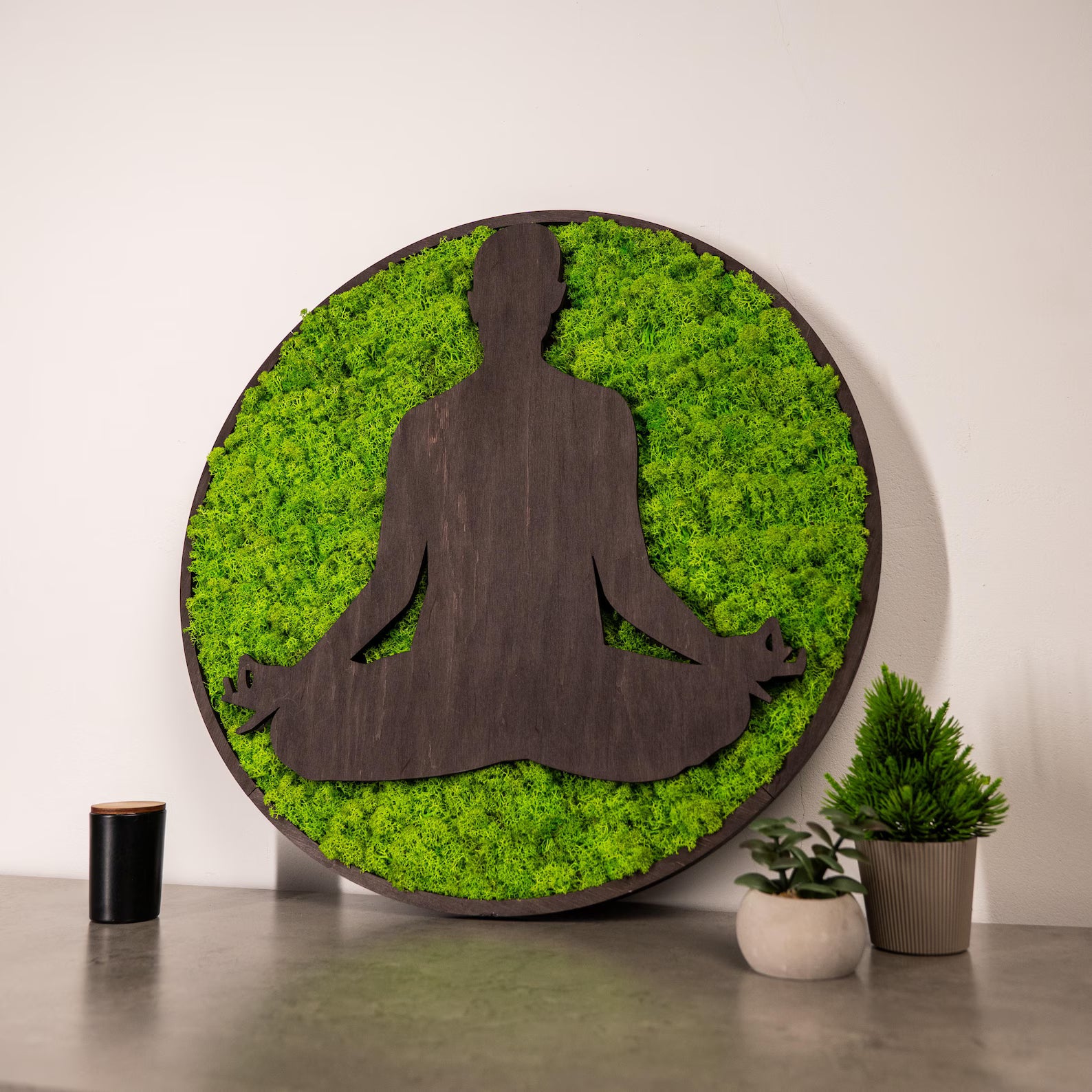 Yoga Meditation Moss Wall Decor, Zen Wall Art, Minimalist Yoga Pose Art, Preserved Moss Wall Decor, Mindfulness Moss Decor, Yoga Room Decor