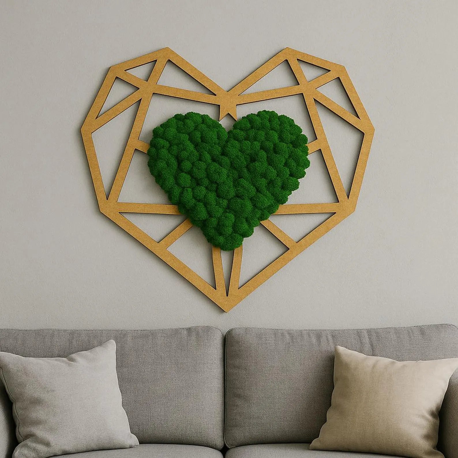 Heart Moss Wall Art – Rustic Wooden Hanging Garden Decor for Home or Outdoor