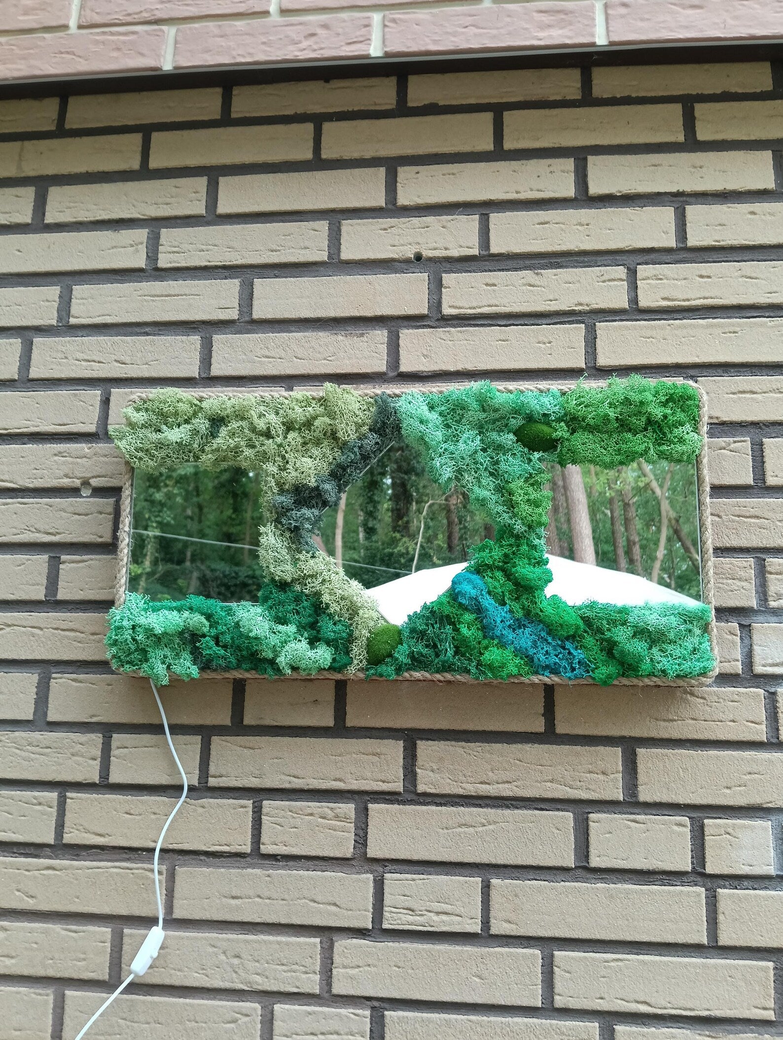 Natural Mirror with Preserved Icelandic Moss – 3D Eco-Friendly Wall Art, No Maintenance Required