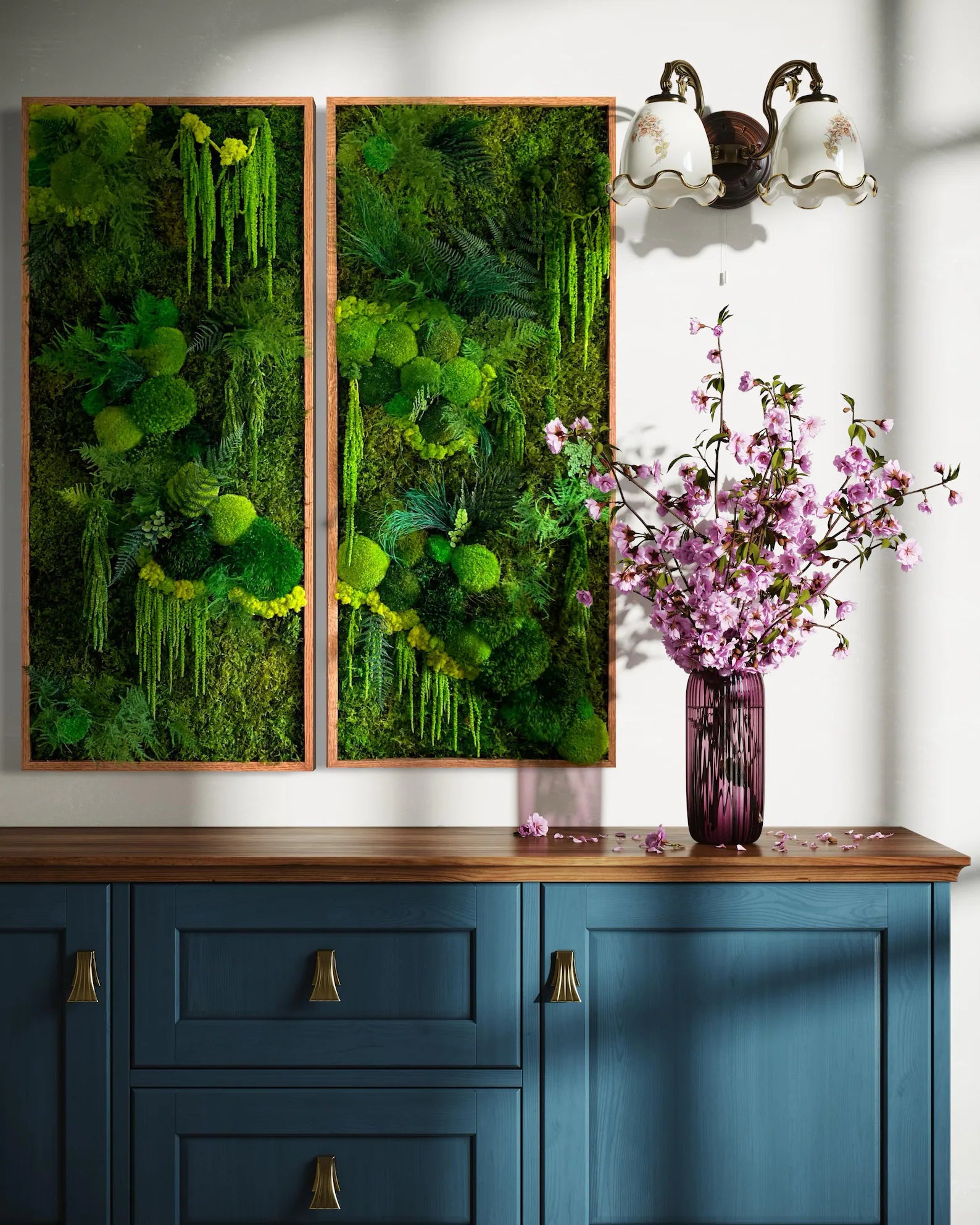 Moss Wall Art – Large Preserved Green Moss Panel, Modern Living Wall Plant Decor for Home or Office