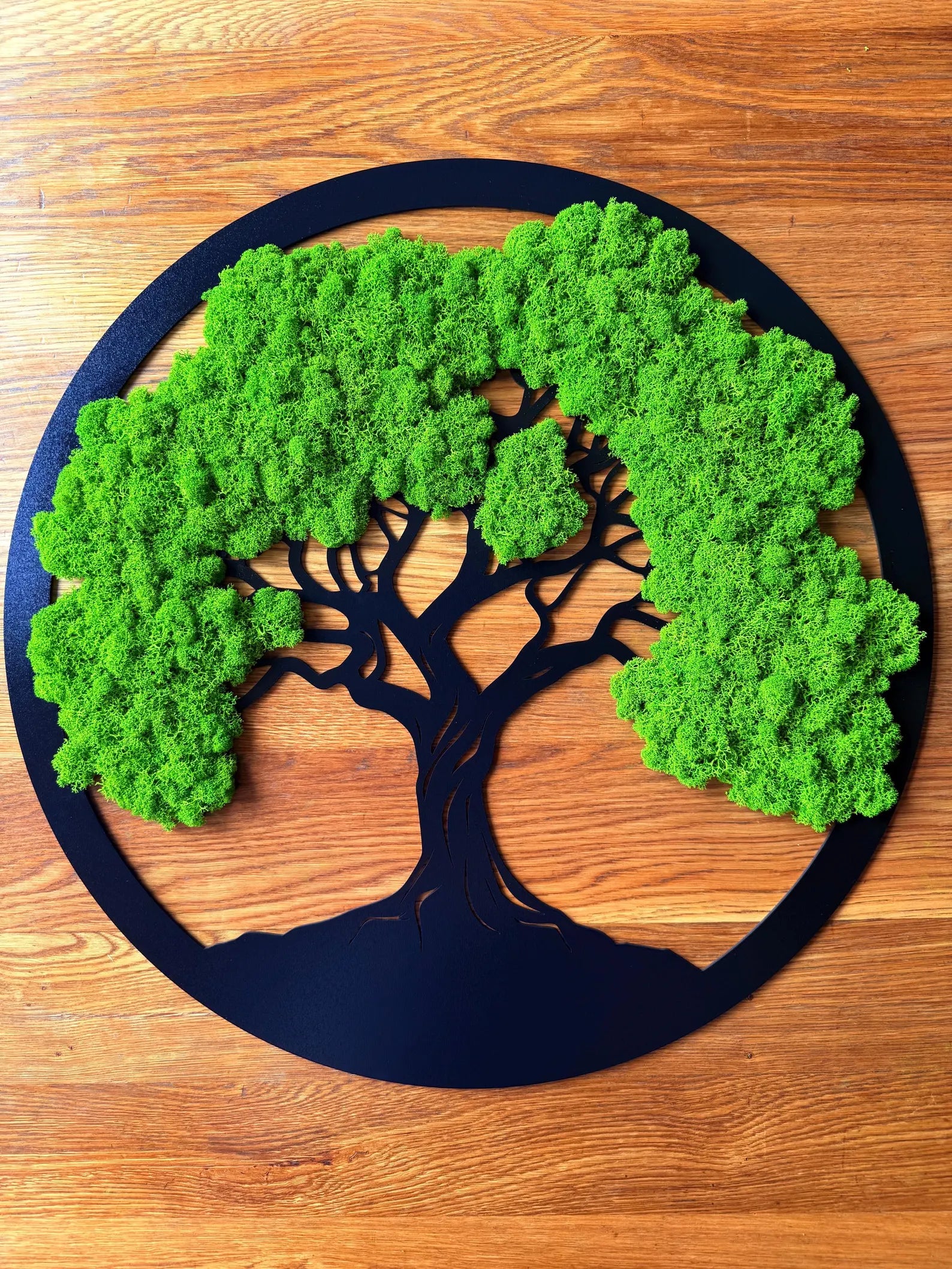 Tree of Life Moss Wall Art – Natural Reindeer Moss on Wood | Modern Wall Decoration (20–60 cm)