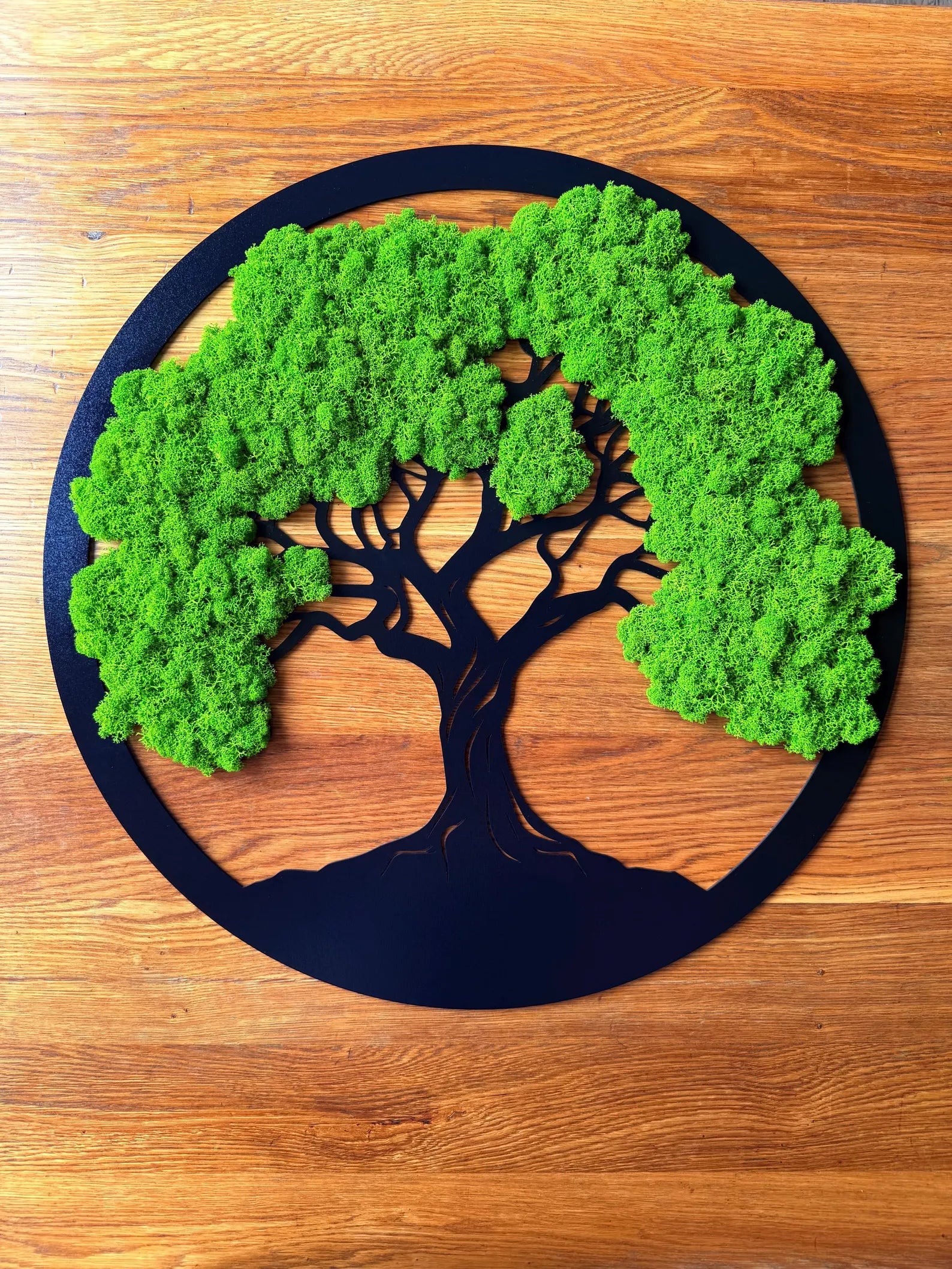 Tree of Life Moss Wall Art – Natural Reindeer Moss on Wood | Modern Wall Decoration (20–60 cm)