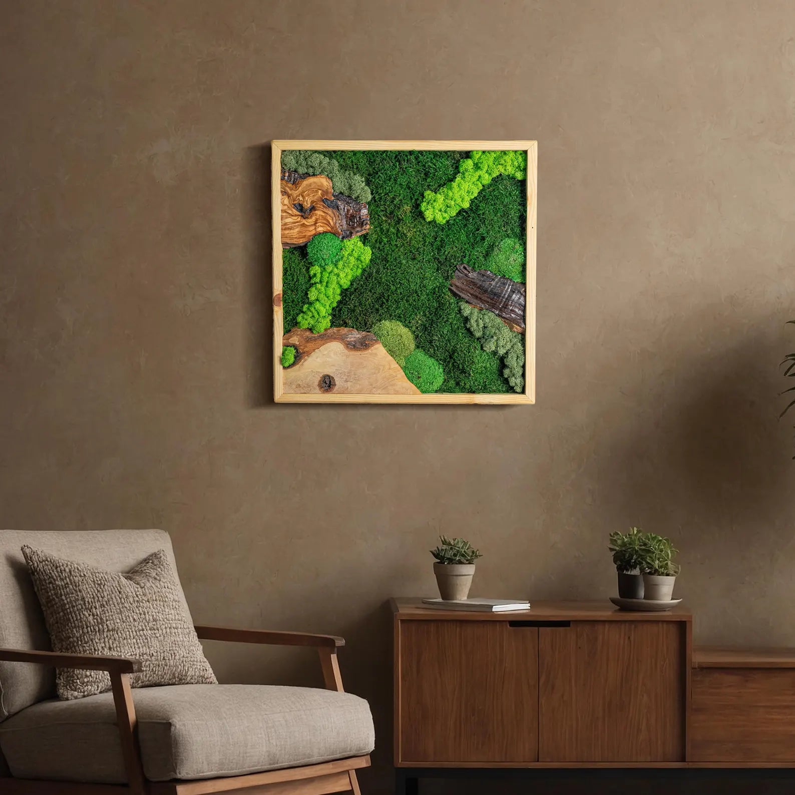 Tree-Inspired Moss Wall Art – Olive Wood Home Decoration