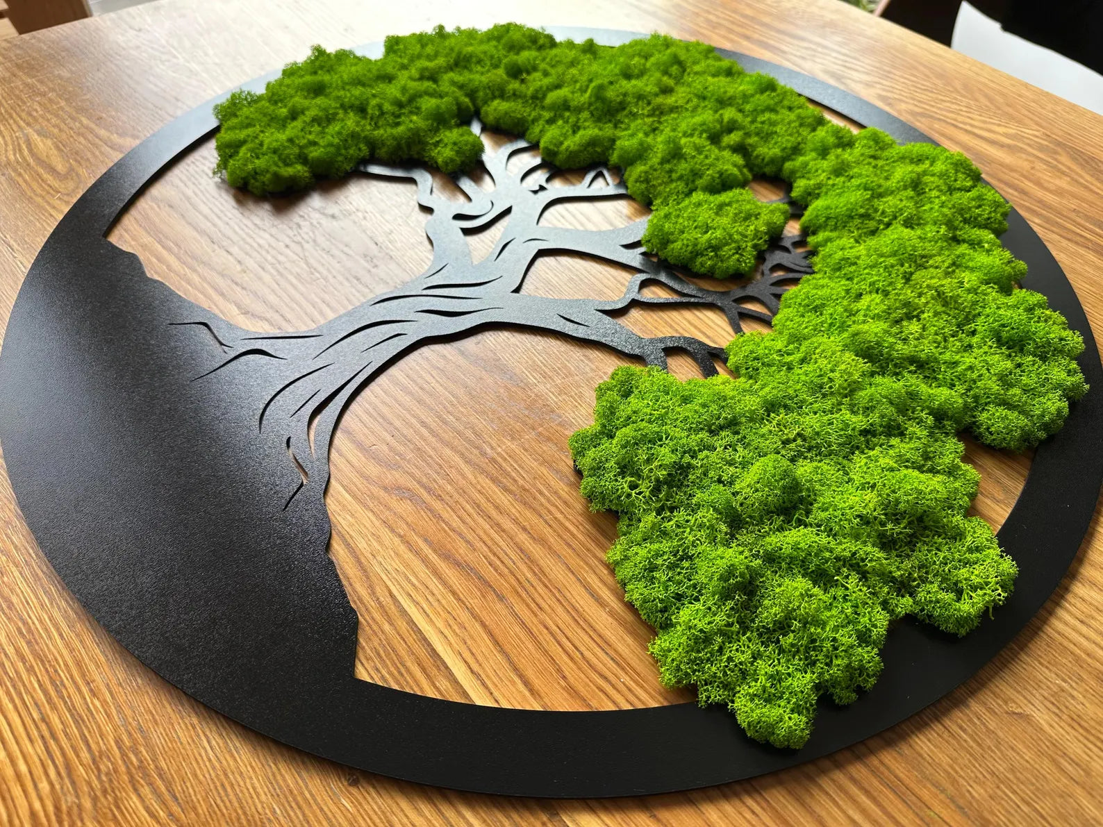 Tree of Life Moss Wall Art – Natural Reindeer Moss on Wood | Modern Wall Decoration (20–60 cm)