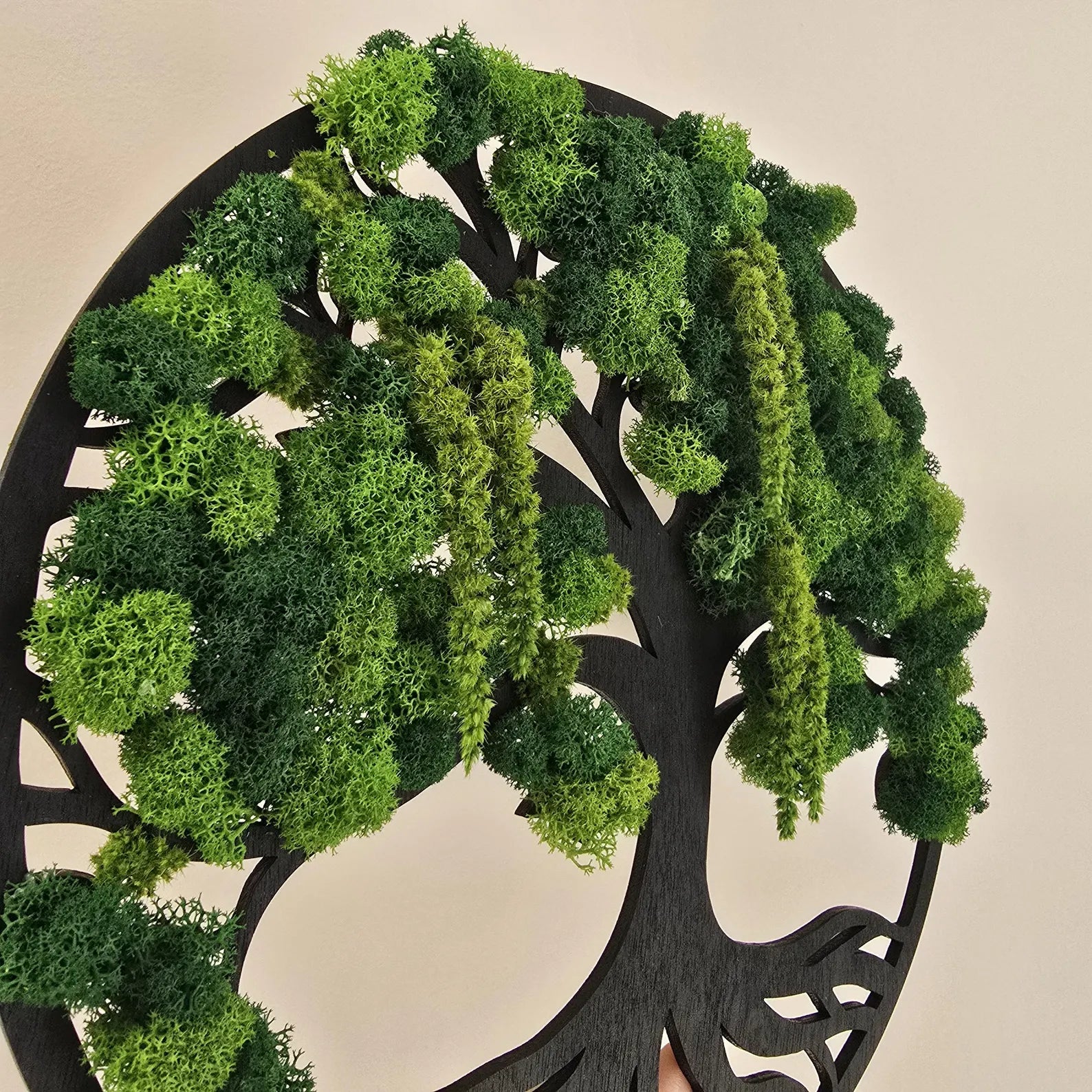 Tree of Life Wall Art – Wooden Decor with Scandinavian Moss & Amaranth