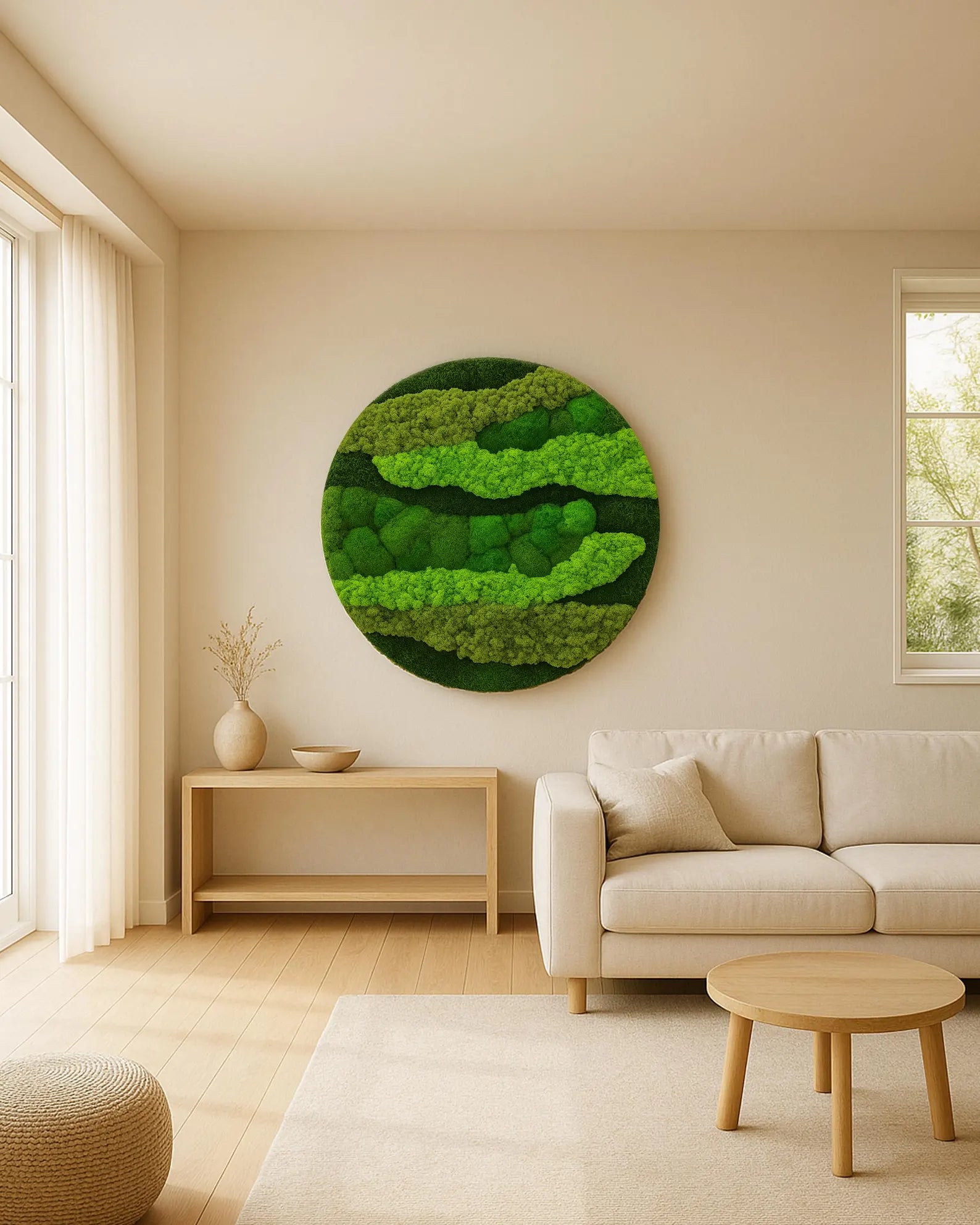 Extra Large Preserved Moss Wall Art – Natural Dried Moss Decor with LED, Aesthetic Wall Hanging for Modern Room & Home