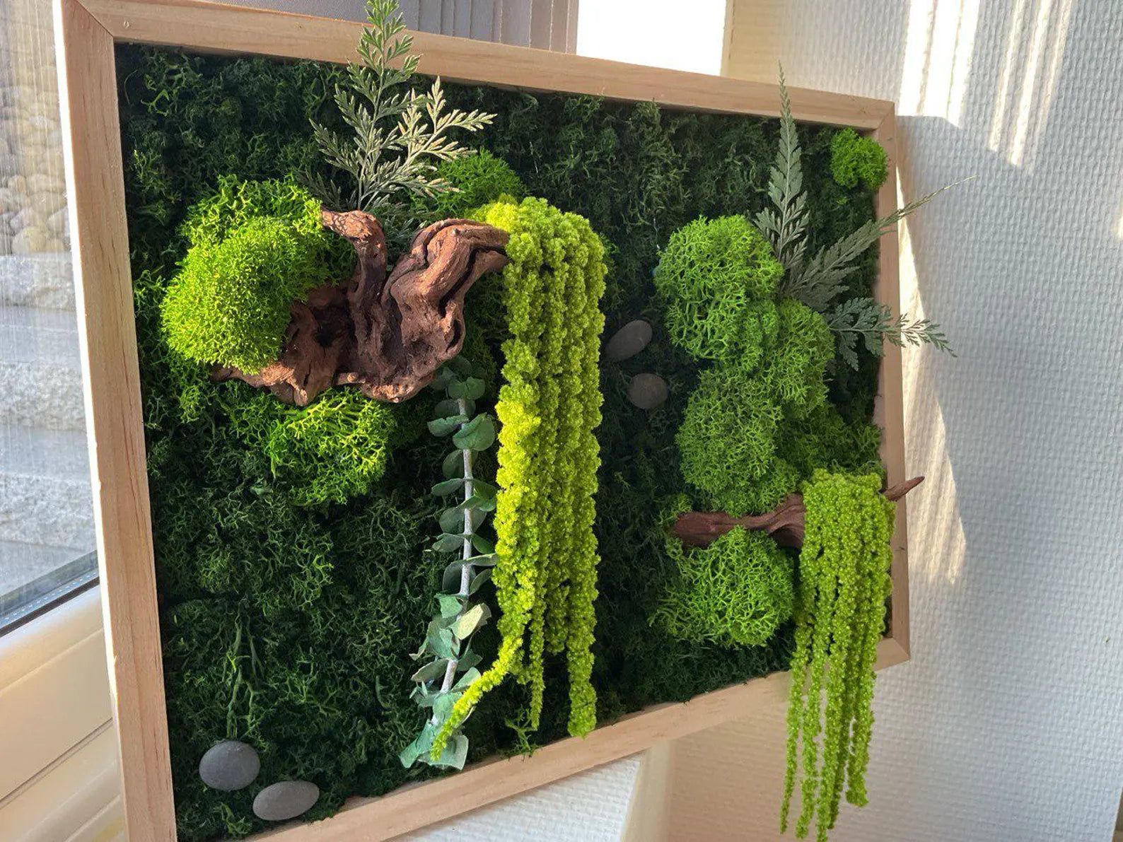 Living Moss Wall Art – Handcrafted 3D Botanical Canvas for Modern Home & Office Décor