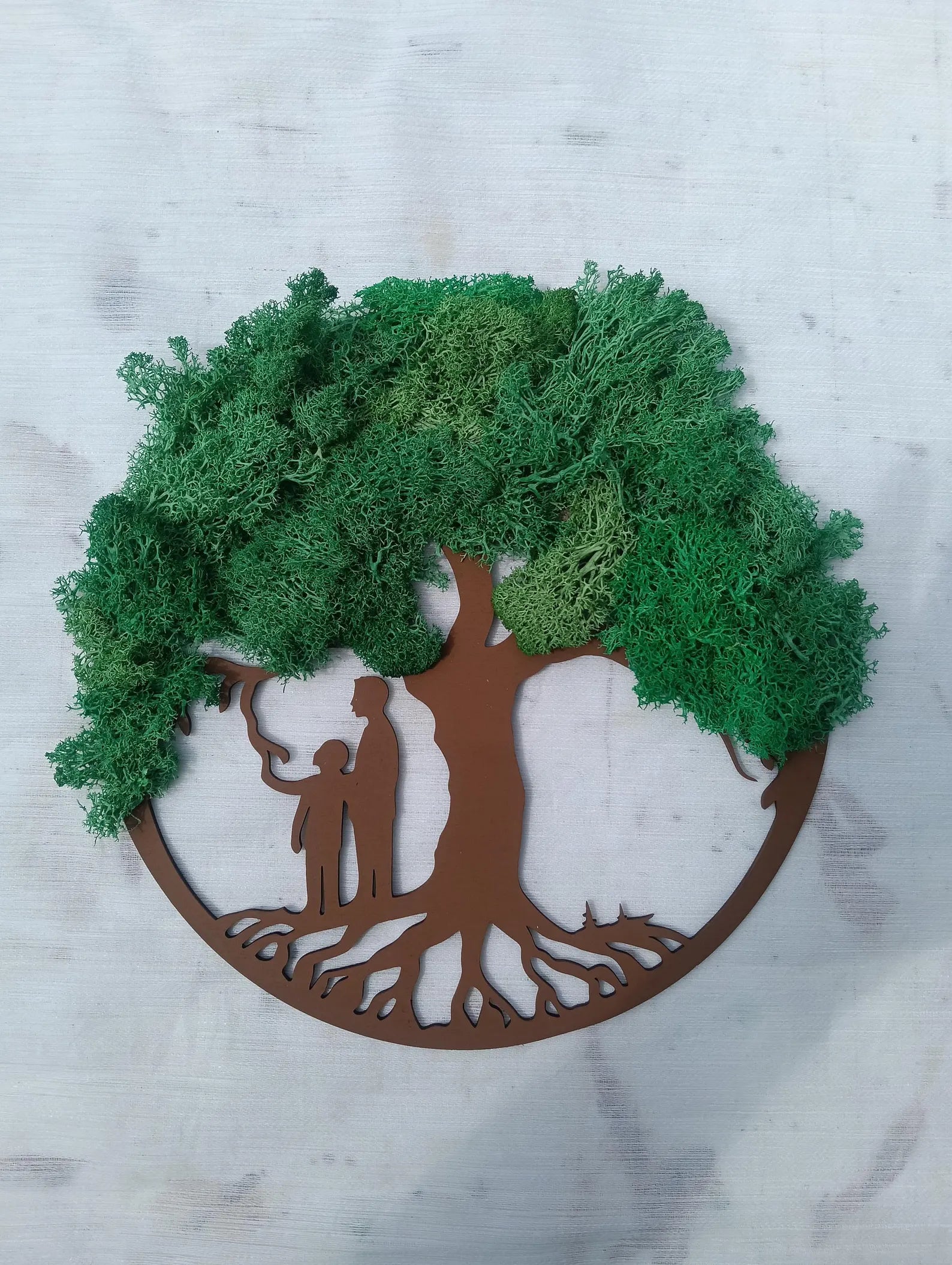 Tree of Life Wall Art with Moss – Handmade Wooden Home Accent