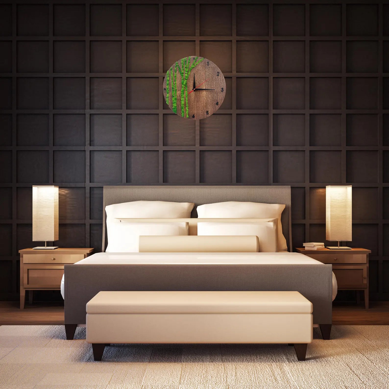 Moss Wall Clock – Handmade Wooden Clock with Real Preserved Moss – Unique Nature Wall Decor & Gift
