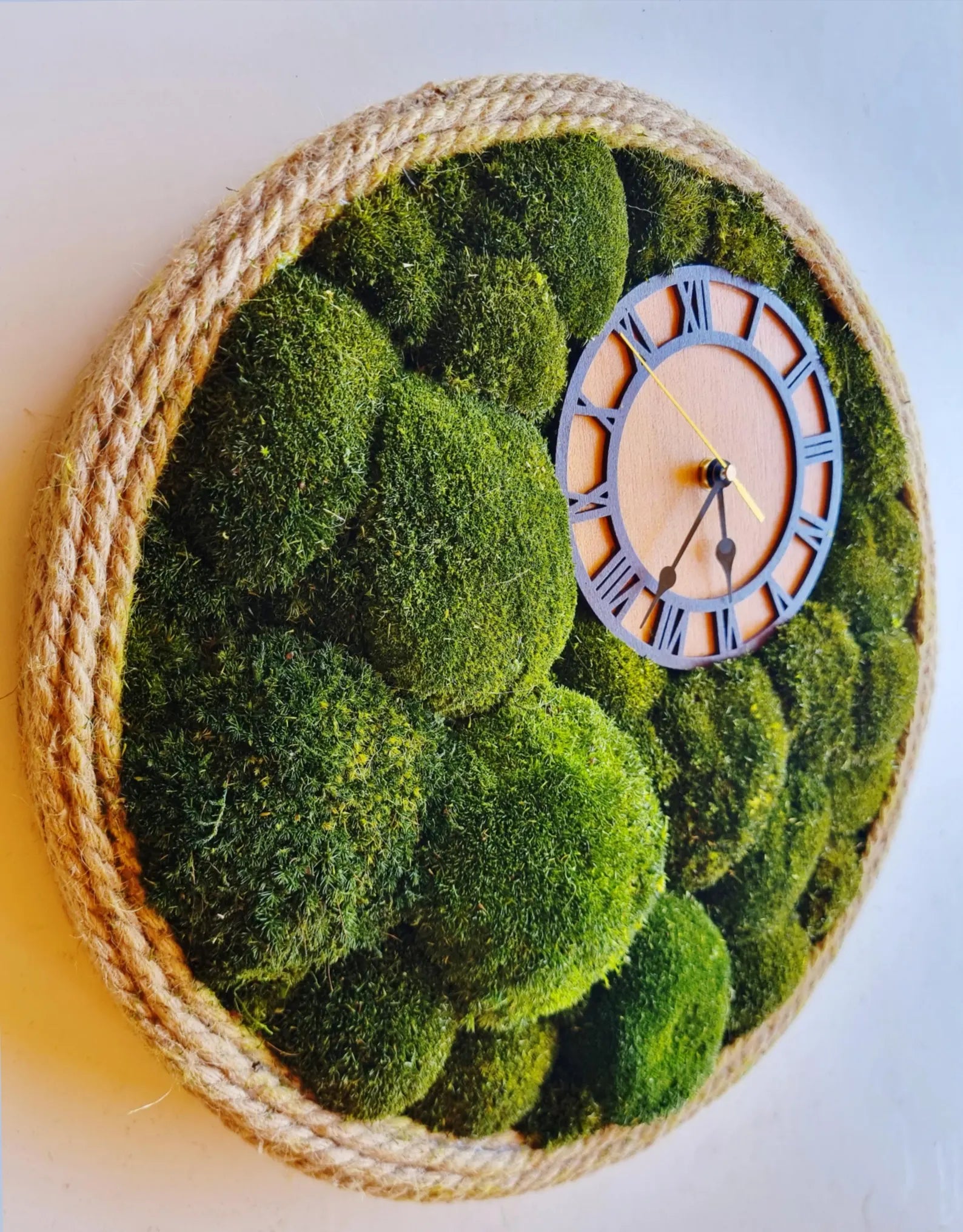 Handmade Moss Wall Clock – Green Wall Art, Nature Inspired Modern Decor, Unique Gift