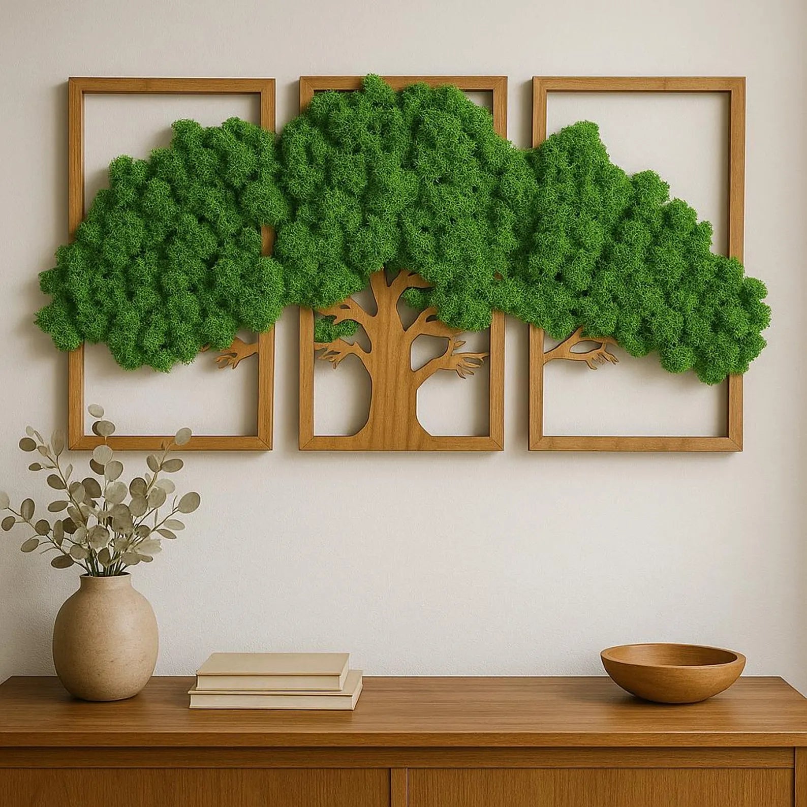 Reindeer Moss Tree Wall Art – Vertical Garden Décor for Home, Aesthetic Bedroom & Unique Host Gift