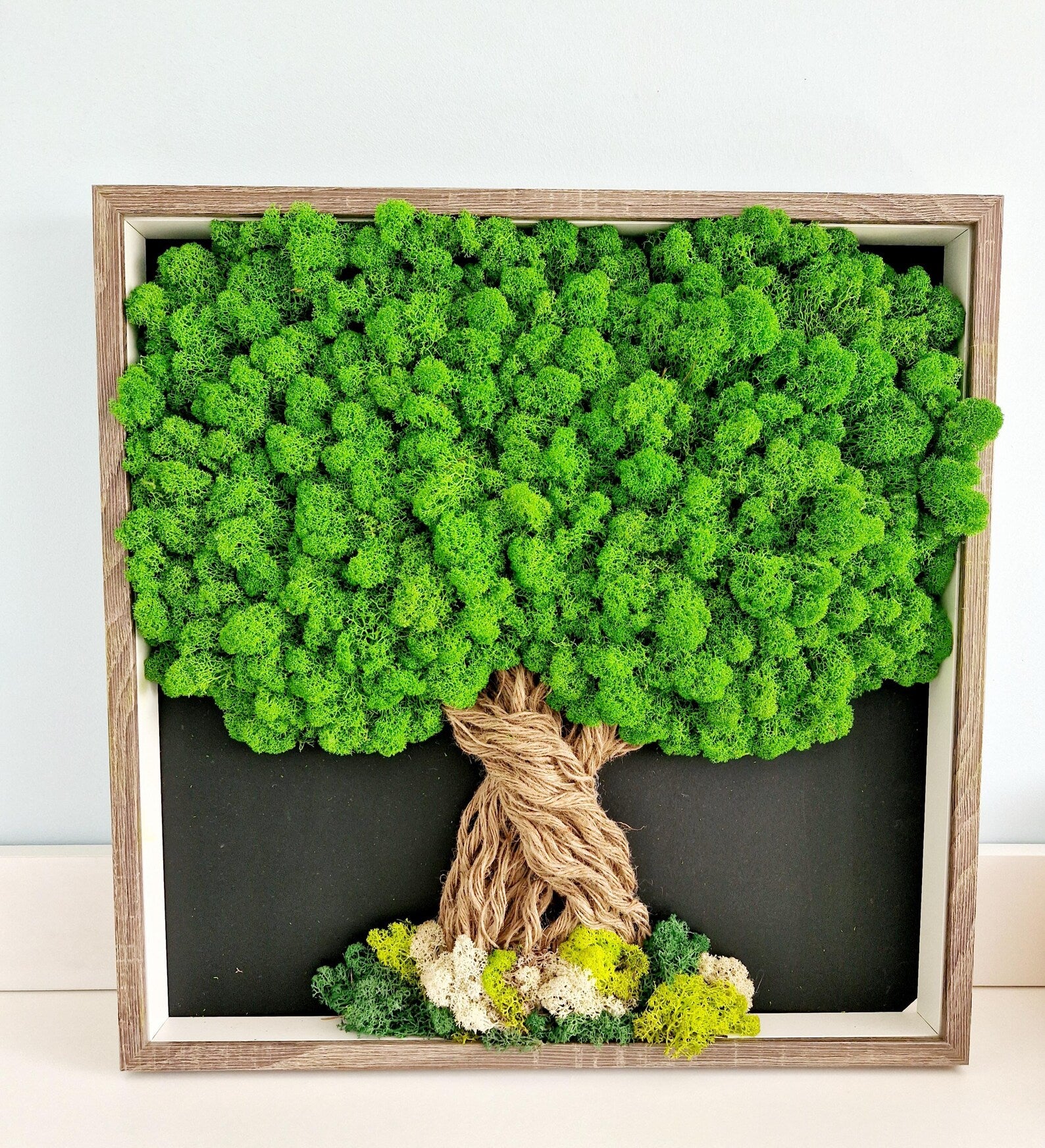 Moss Wall Art Tree – Reindeer Moss Tree of Life, Vertical Garden Wall Decor, Aesthetic Bedroom & Home Decoration, Unique Gift for Host