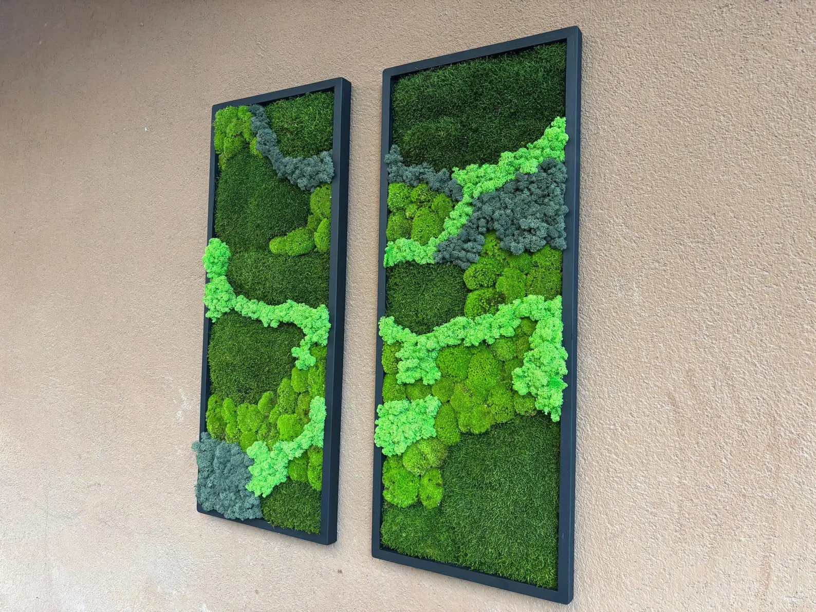 Preserved Moss Wall Art – Real Natural Moss in Vertical Wooden Frame for Eco-Friendly Home & Office Décor