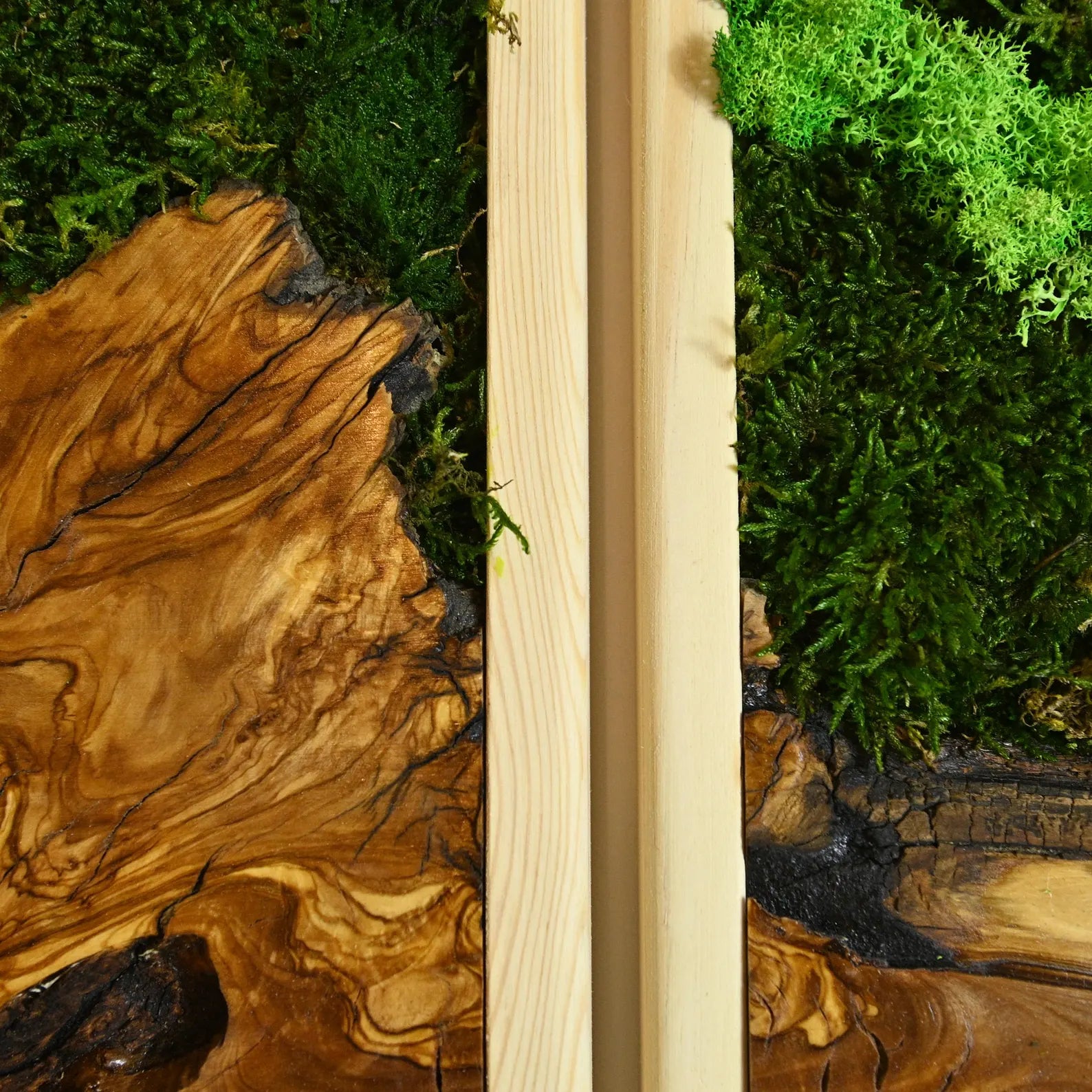 Moss and Olive Wood Wall Art – 3 Panel Green Vertical Decor, Botanical Farmhouse Wall Hanging, Birthday Gift