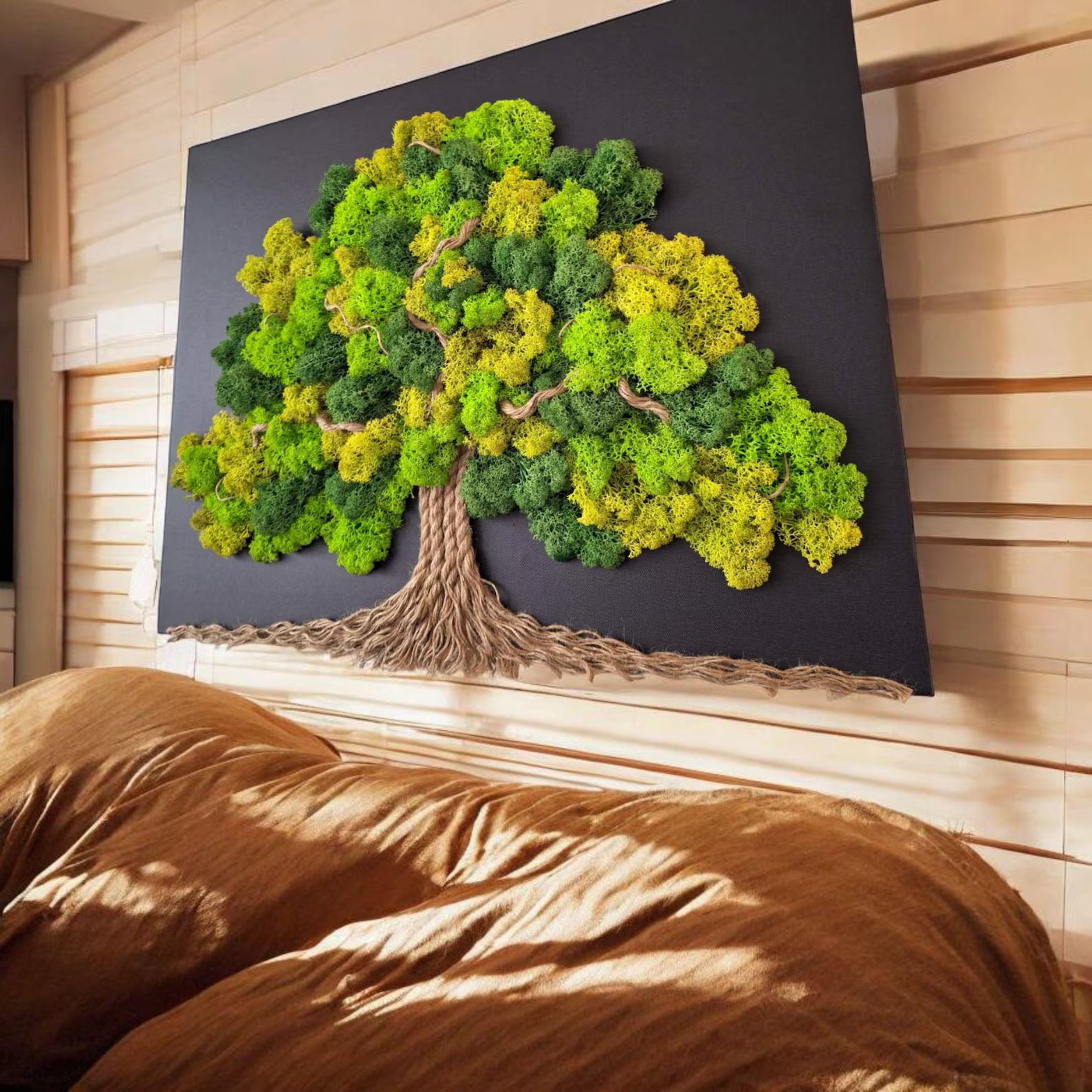 Tree of Life Moss Wall Art – Large 60x50cm Living Picture with Stabilized Reindeer Moss for Zen Home Décor