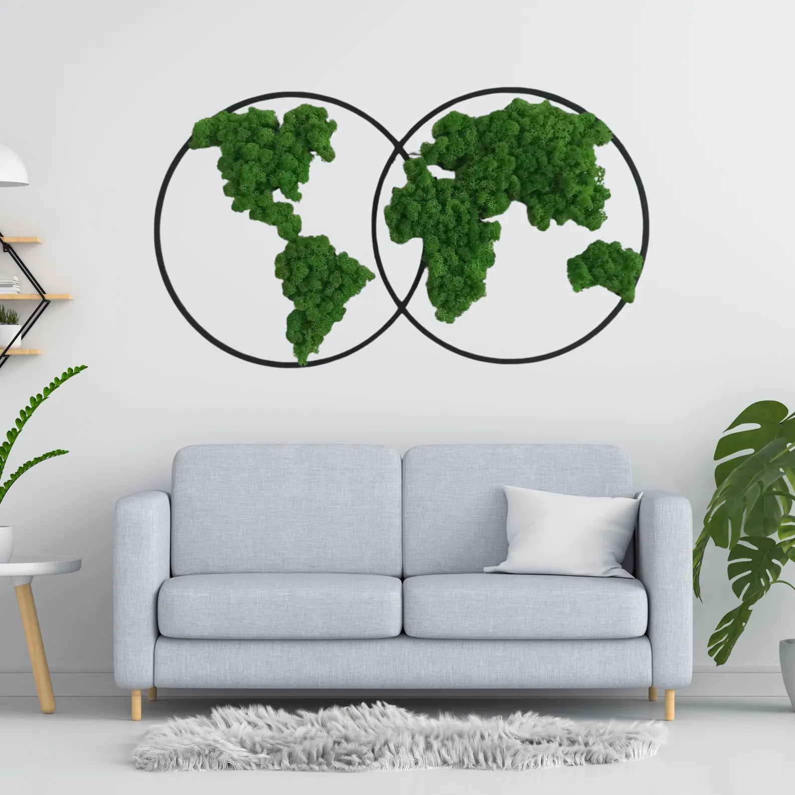World Map Moss Wall Art – Extra Large Preserved Moss Home Decor