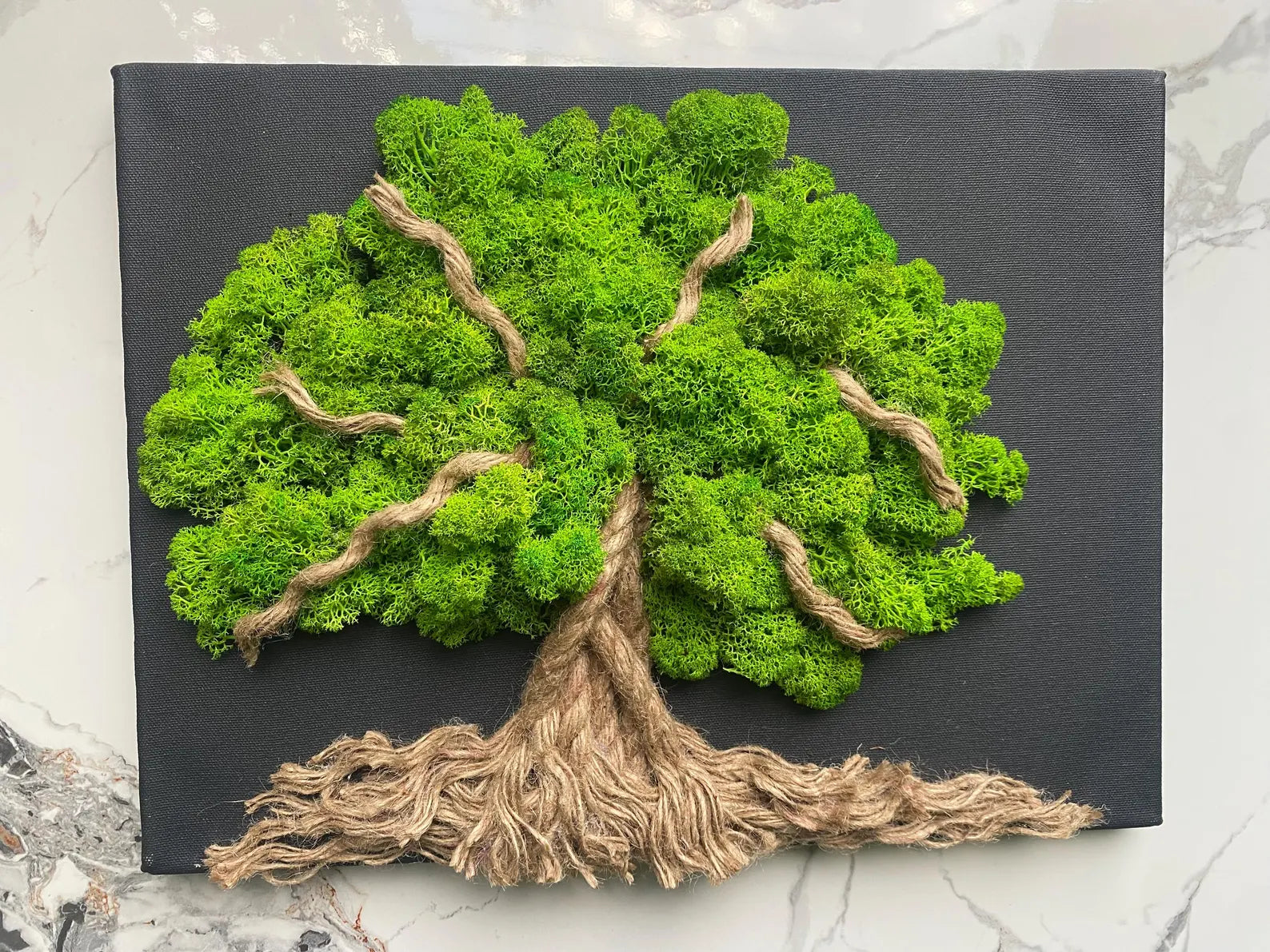Moss Tree of Life Wall Art – Large Wooden Wall Decor – Nature-Inspired Green Tree Design