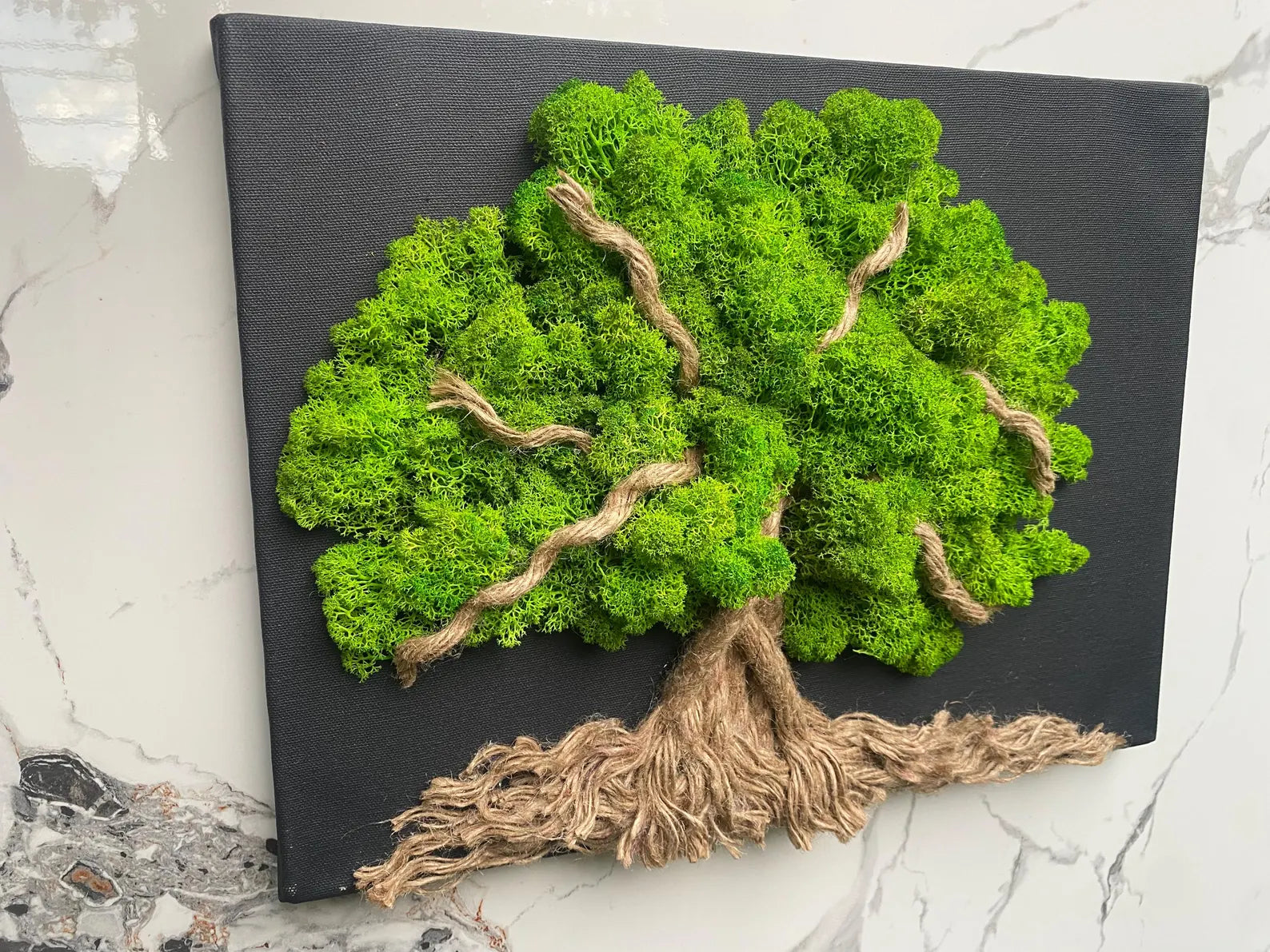 Moss Tree of Life Wall Art – Large Wooden Wall Decor – Nature-Inspired Green Tree Design