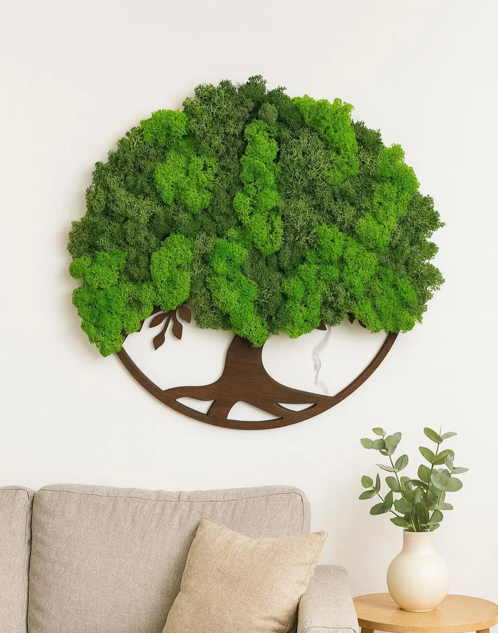 Tree of Life Wall Art with Scandinavian Moss – Large Natural Moss Wall Decor for Home or Office