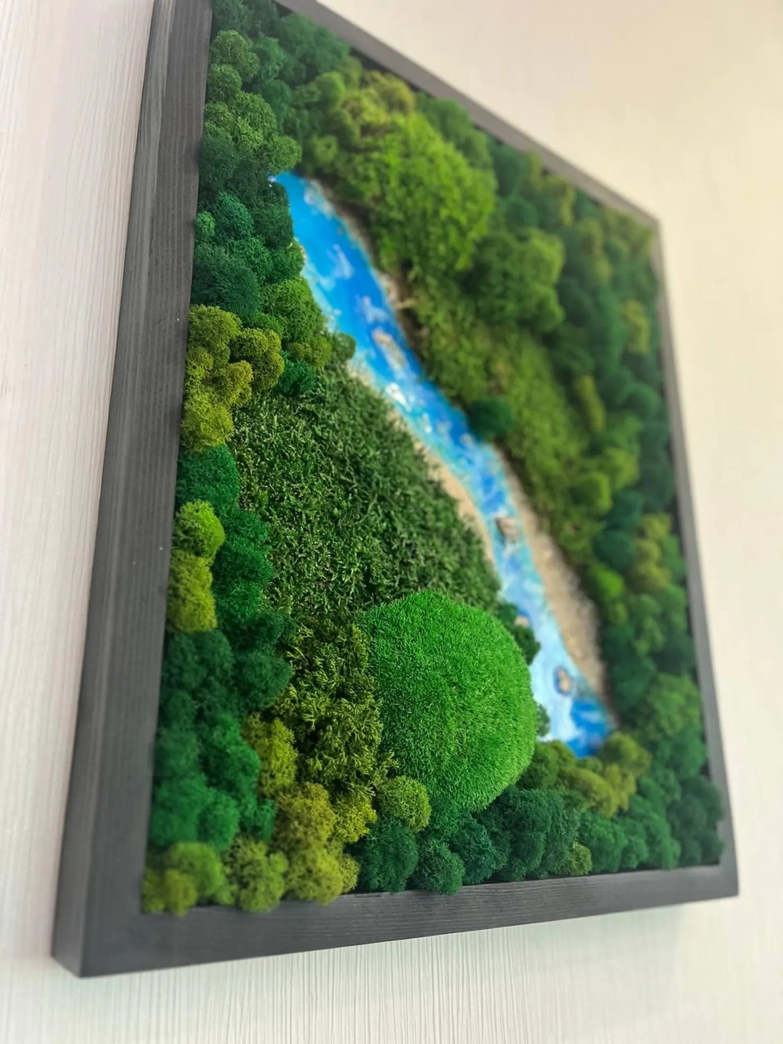 Moss Wall Art QR Code Sign β Wooden Frame Botanical Business Sign & Unique Wall Accent