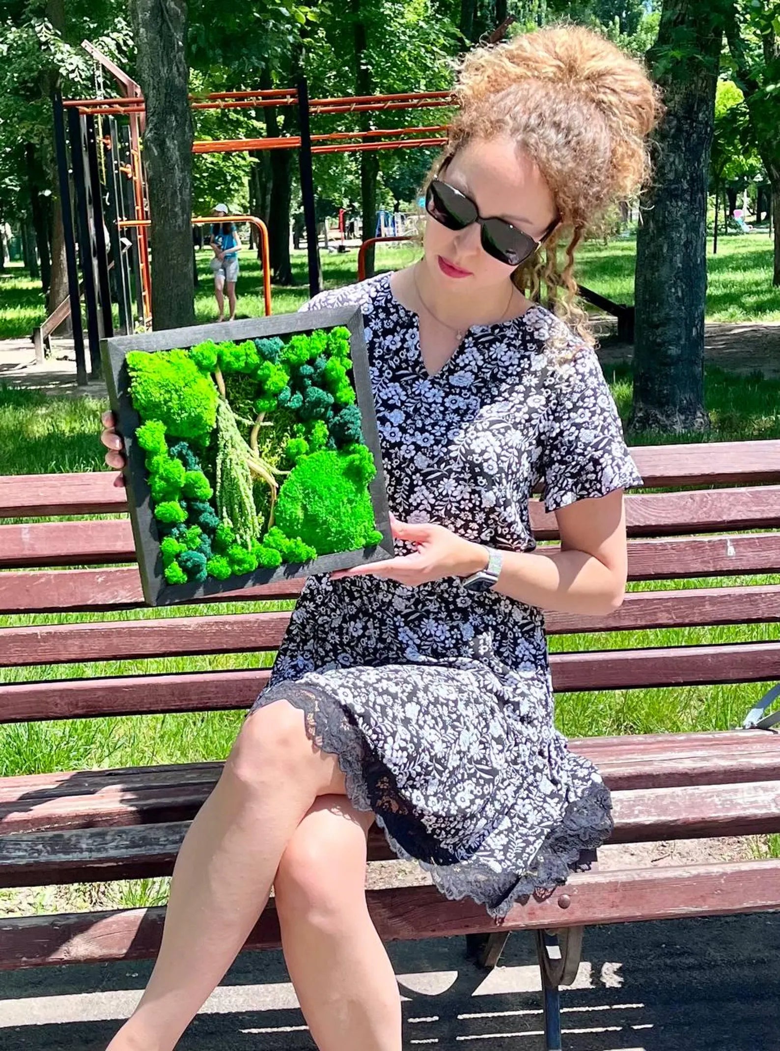 Moss Wall Art QR Code Sign β Wooden Frame Botanical Business Sign & Unique Wall Accent