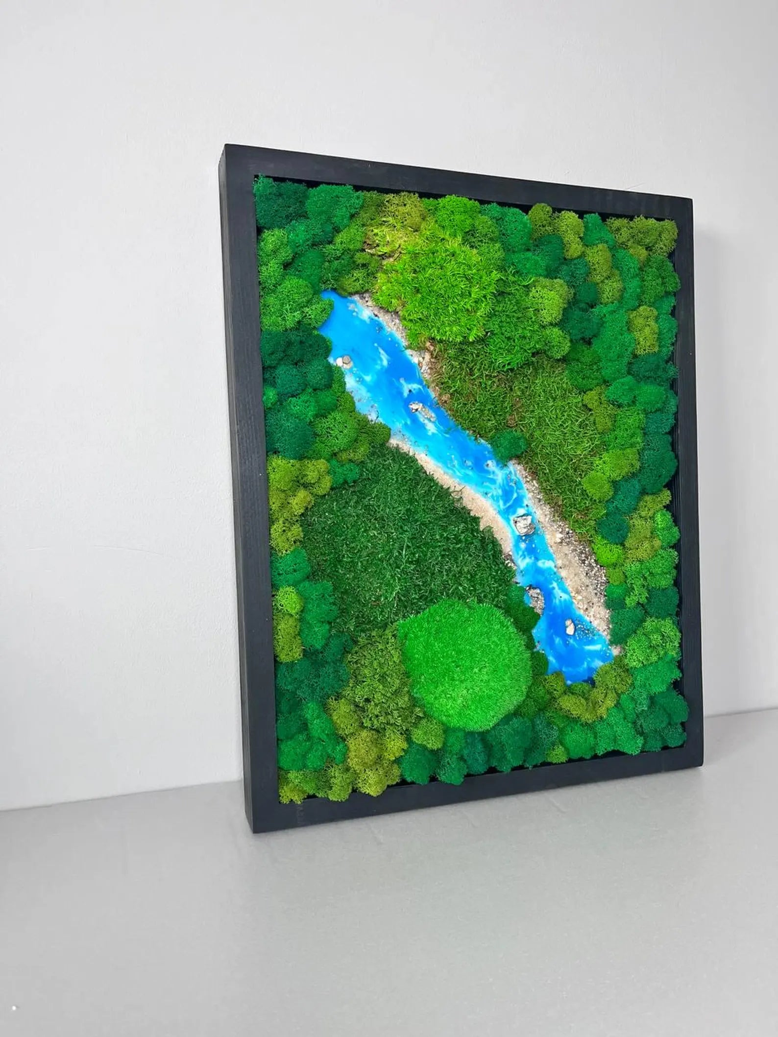 Moss Wall Art QR Code Sign β Wooden Frame Botanical Business Sign & Unique Wall Accent